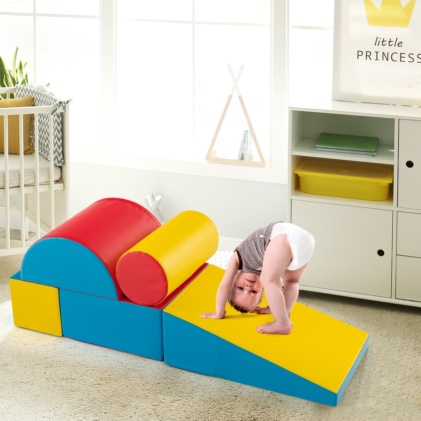 5-Piece Kids Climb and Crawl Activity Playset-Red Kids Crystal
