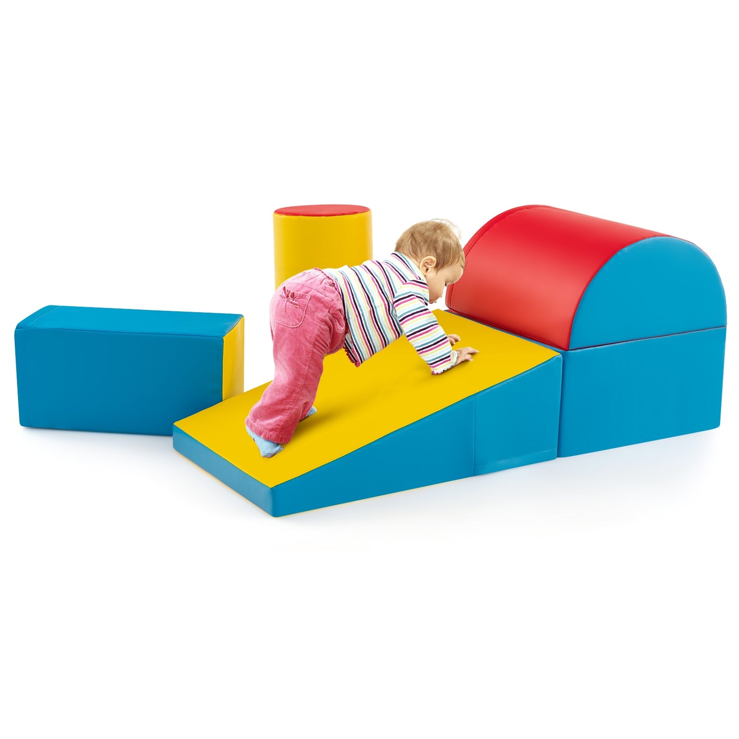 5-Piece Kids Climb and Crawl Activity Playset-Red Kids Crystal