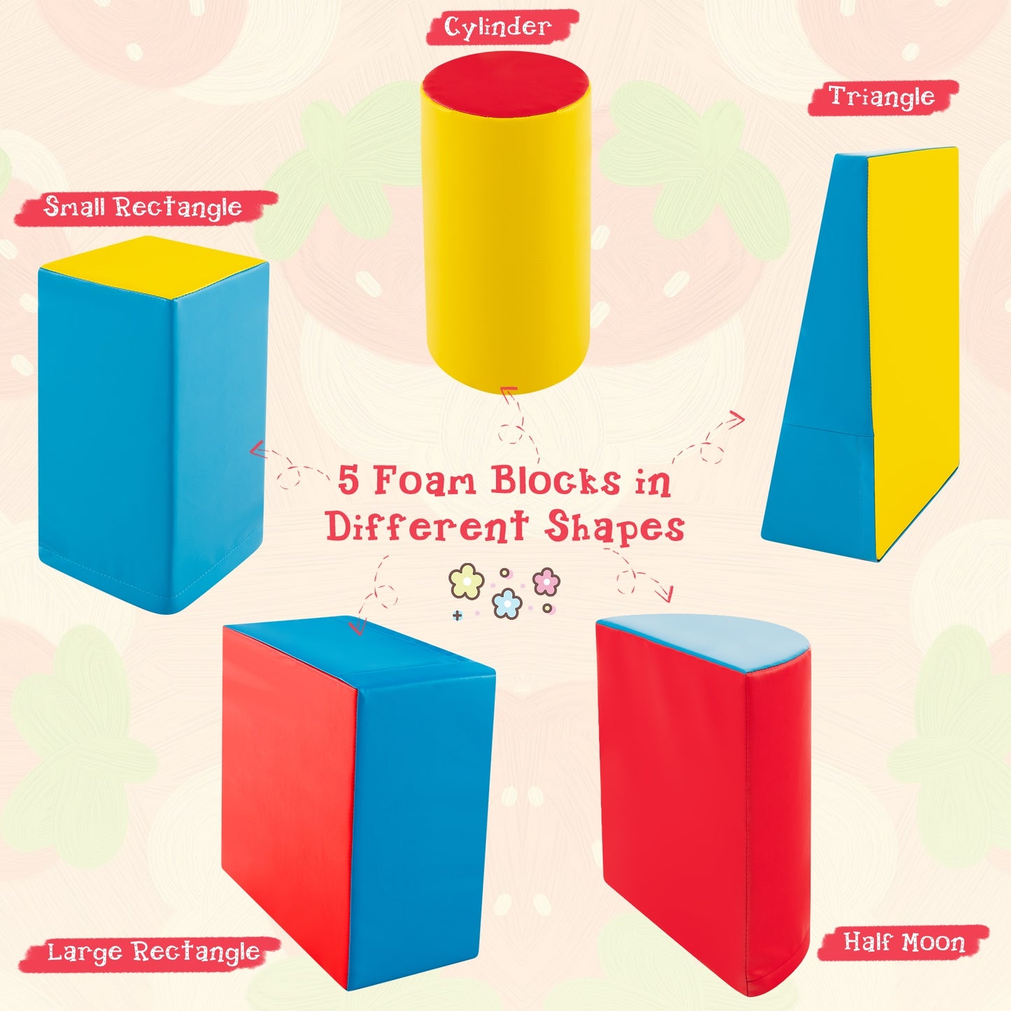 5-Piece Kids Climb and Crawl Activity Playset-Red Kids Crystal