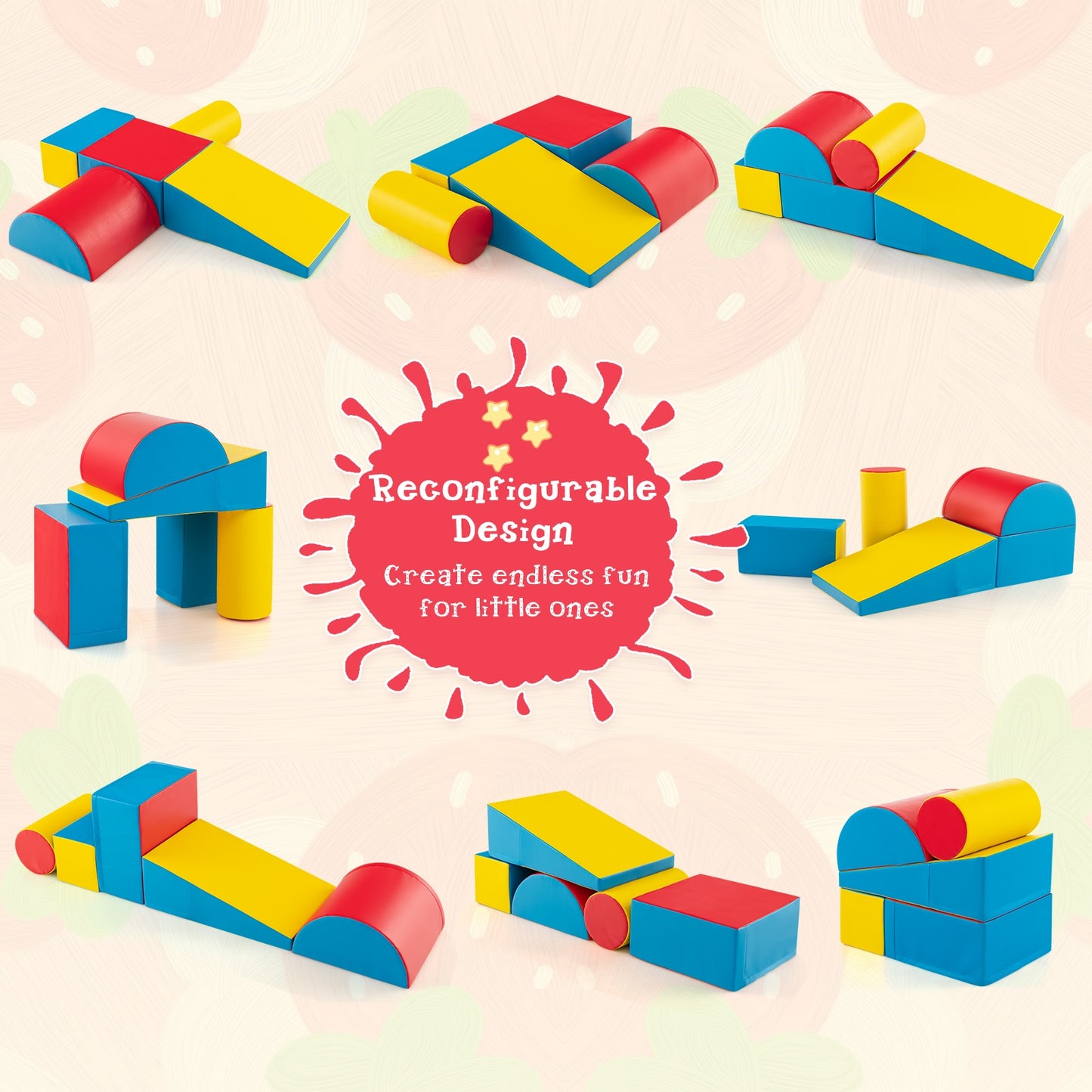 5-Piece Kids Climb and Crawl Activity Playset-Red Kids Crystal