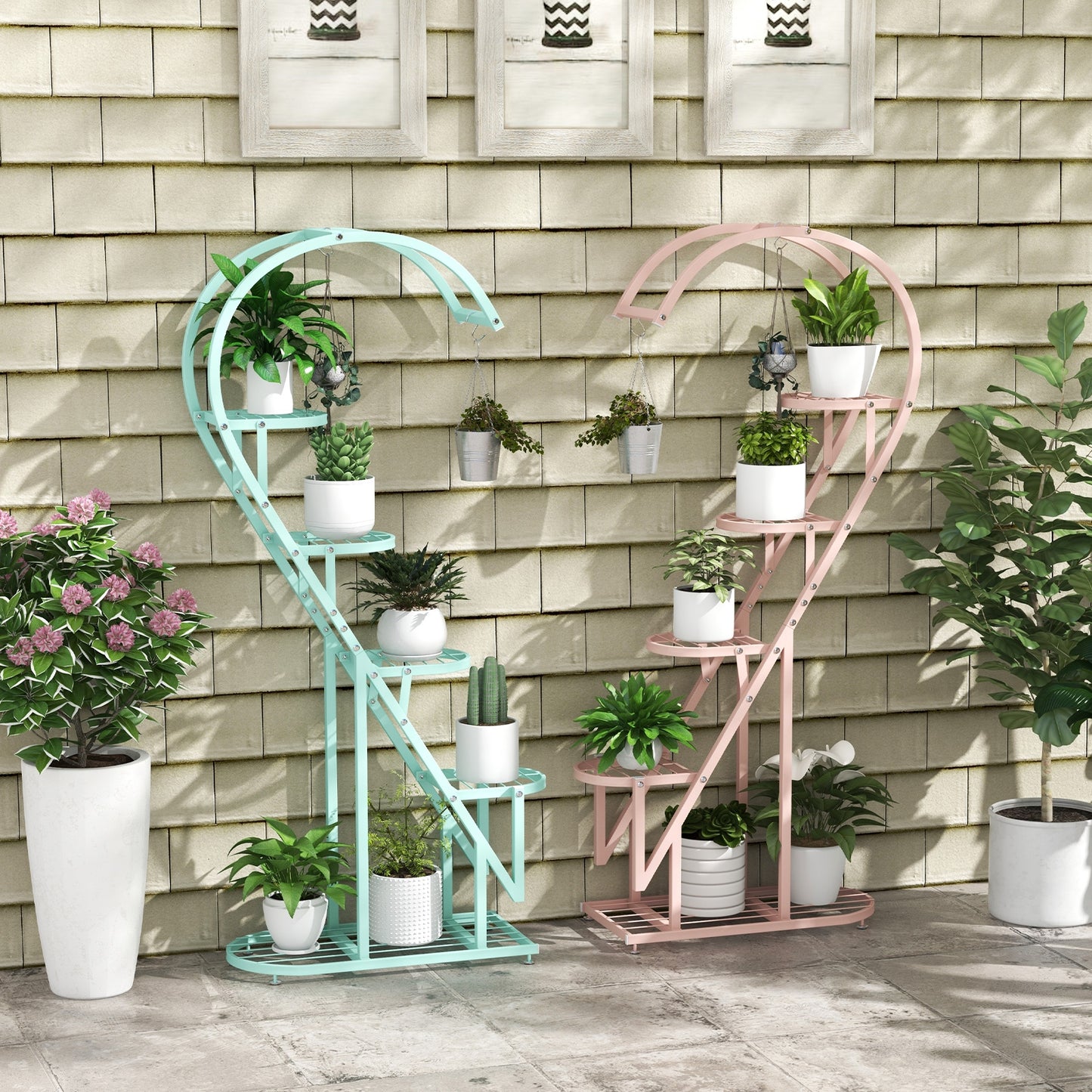 5 Tier Metal Plant Stand with Hanging Hook for Multiple Plants-Pink & Blue Kids Crystal