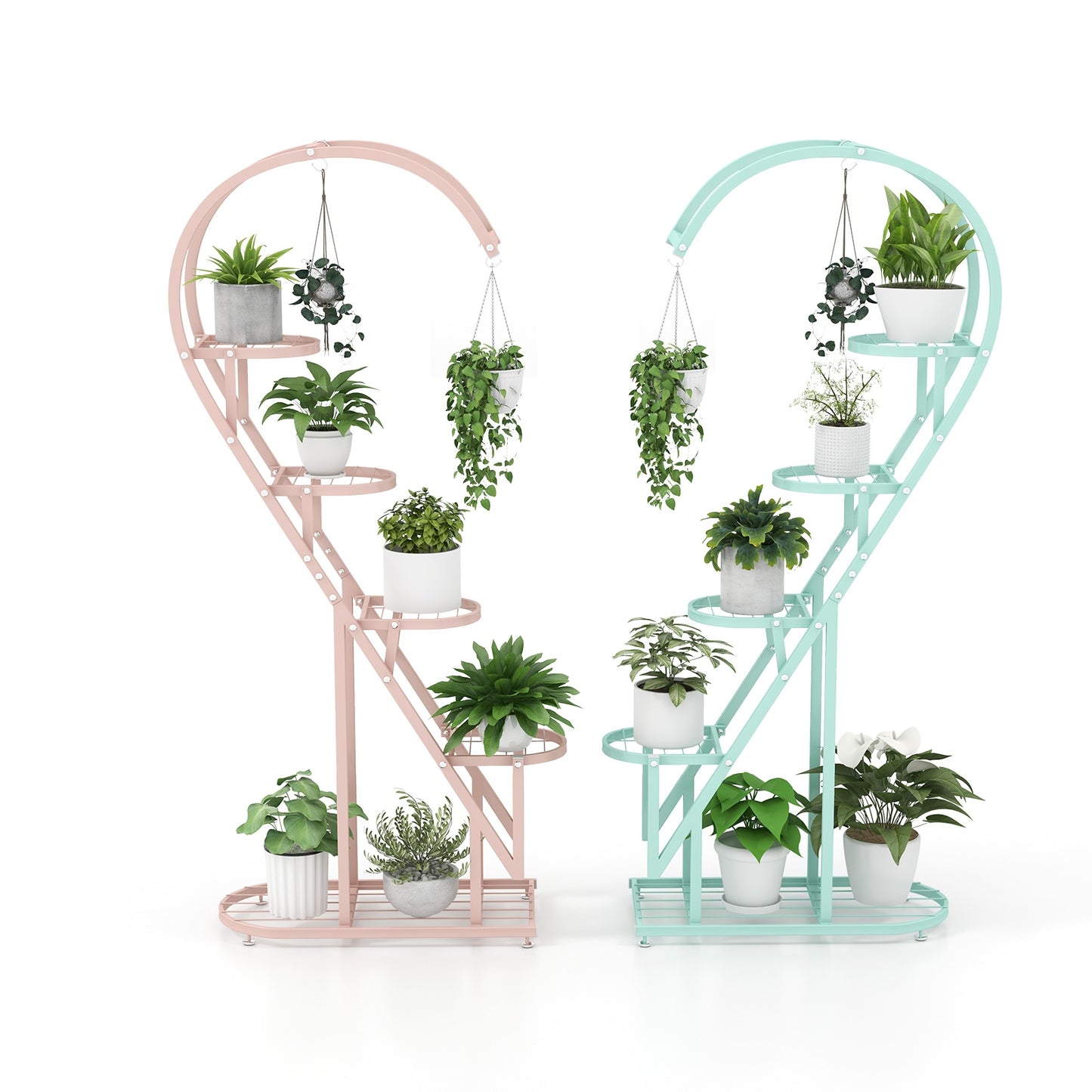 5 Tier Metal Plant Stand with Hanging Hook for Multiple Plants-Pink & Blue Kids Crystal