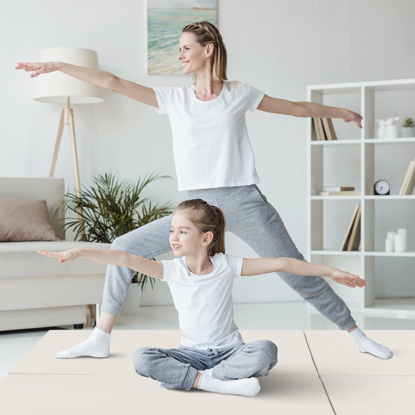 6 x 2 FT Tri-Fold Gym Mat with Handles and Removable Zippered Cover-Light Gray Kids Crystal