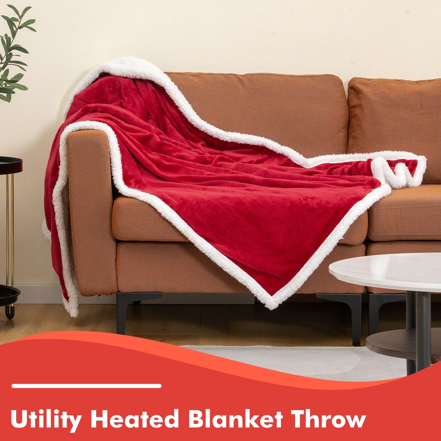 Electric Heated Blanket Throw Reversible Flannel and Sherpa Blanket-Red Kids Crystal