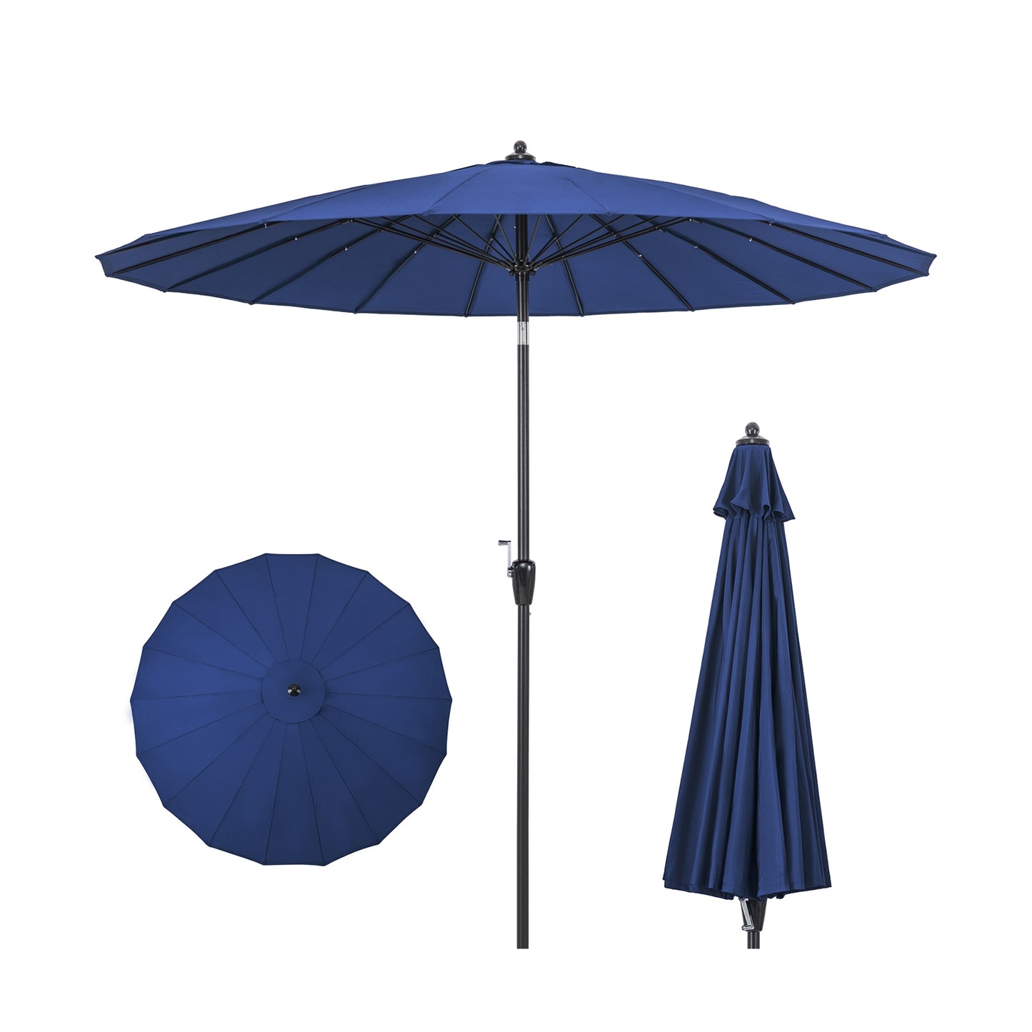 9 Feet Round Patio Umbrella with 18 Fiberglass Ribs-Navy Kids Crystal