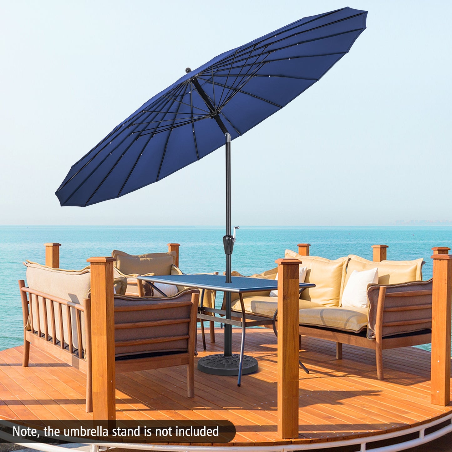 9 Feet Round Patio Umbrella with 18 Fiberglass Ribs-Navy Kids Crystal