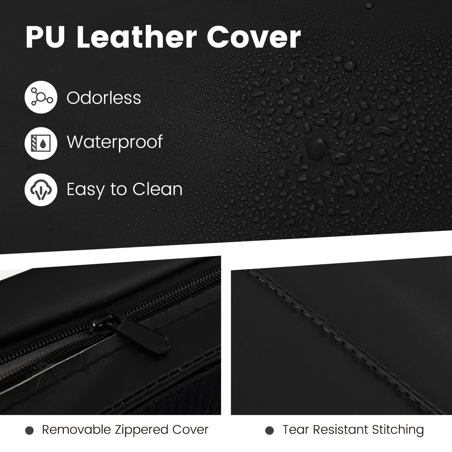 4-Panel PU Leather Folding Exercise Mat with Carrying Handles-Black Kids Crystal