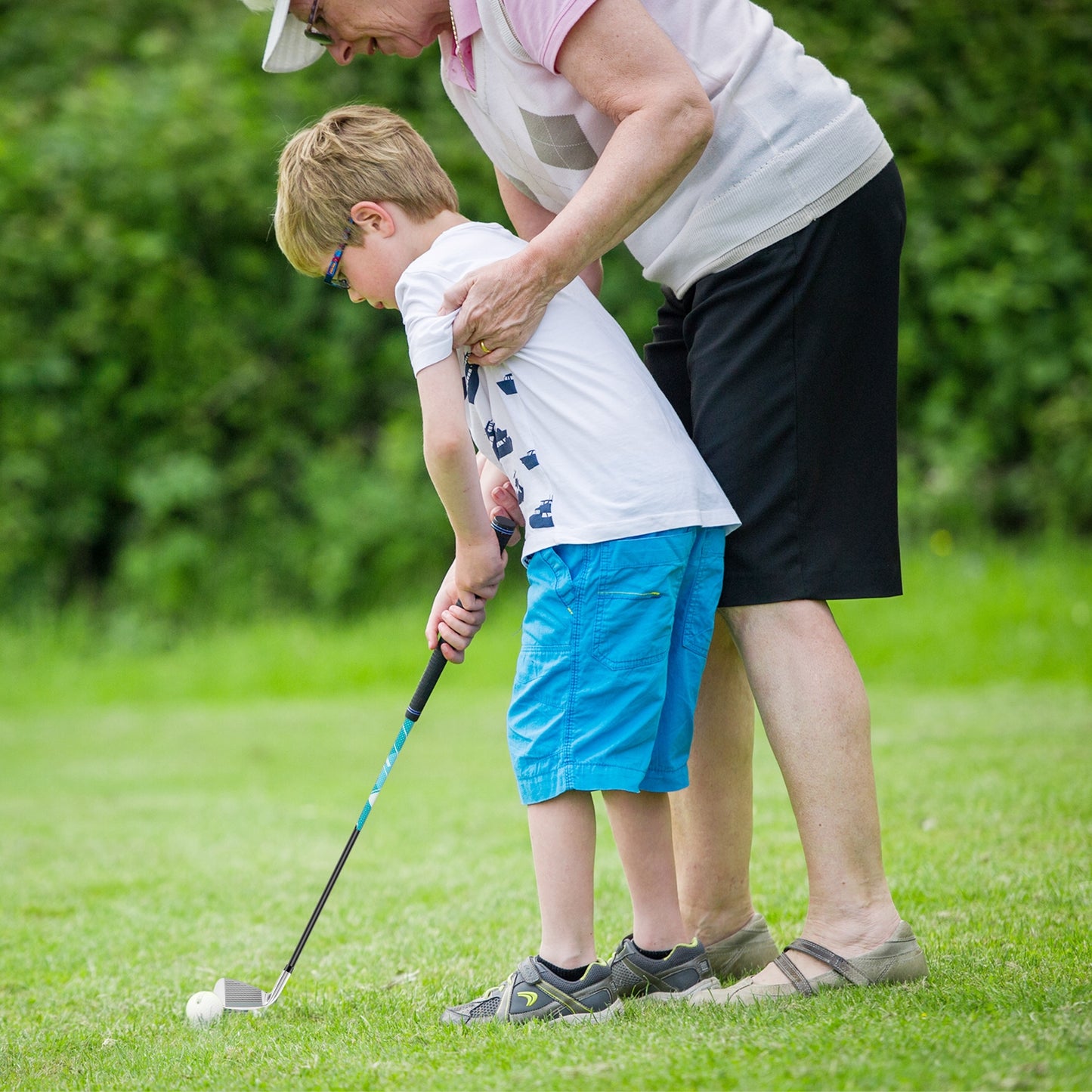 Junior Complete Golf Club Set Right Hand with Rain Hood for Kids-Blue Kids Crystal