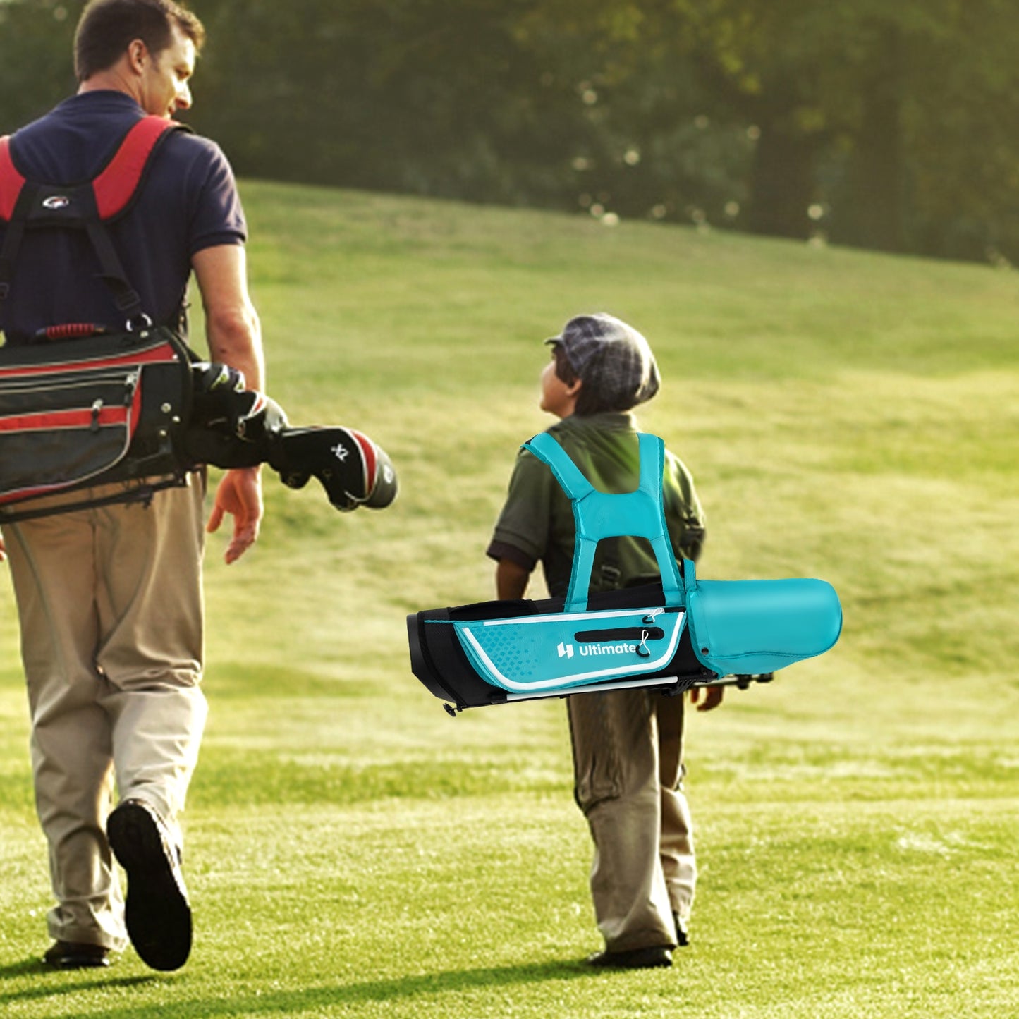 Junior Complete Golf Club Set Right Hand with Rain Hood for Kids-Blue Kids Crystal