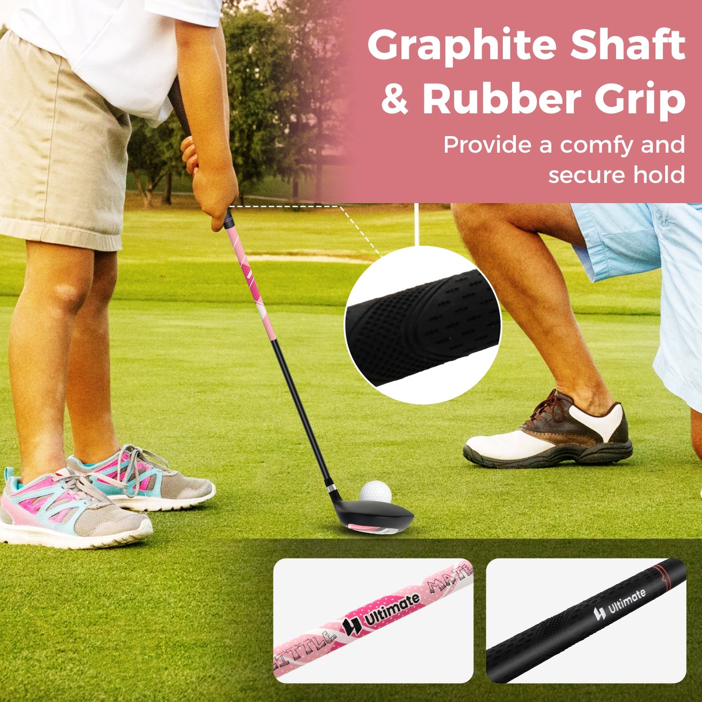 Junior Complete Golf Club Set Right Hand with Rain Hood for Kids-Pink Kids Crystal