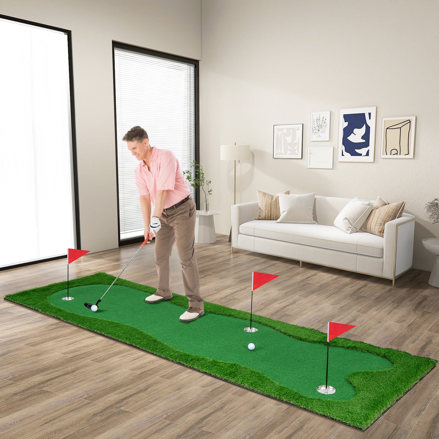 Golf Putting Green with Realistic Artificial Grass Turf-S Kids Crystal