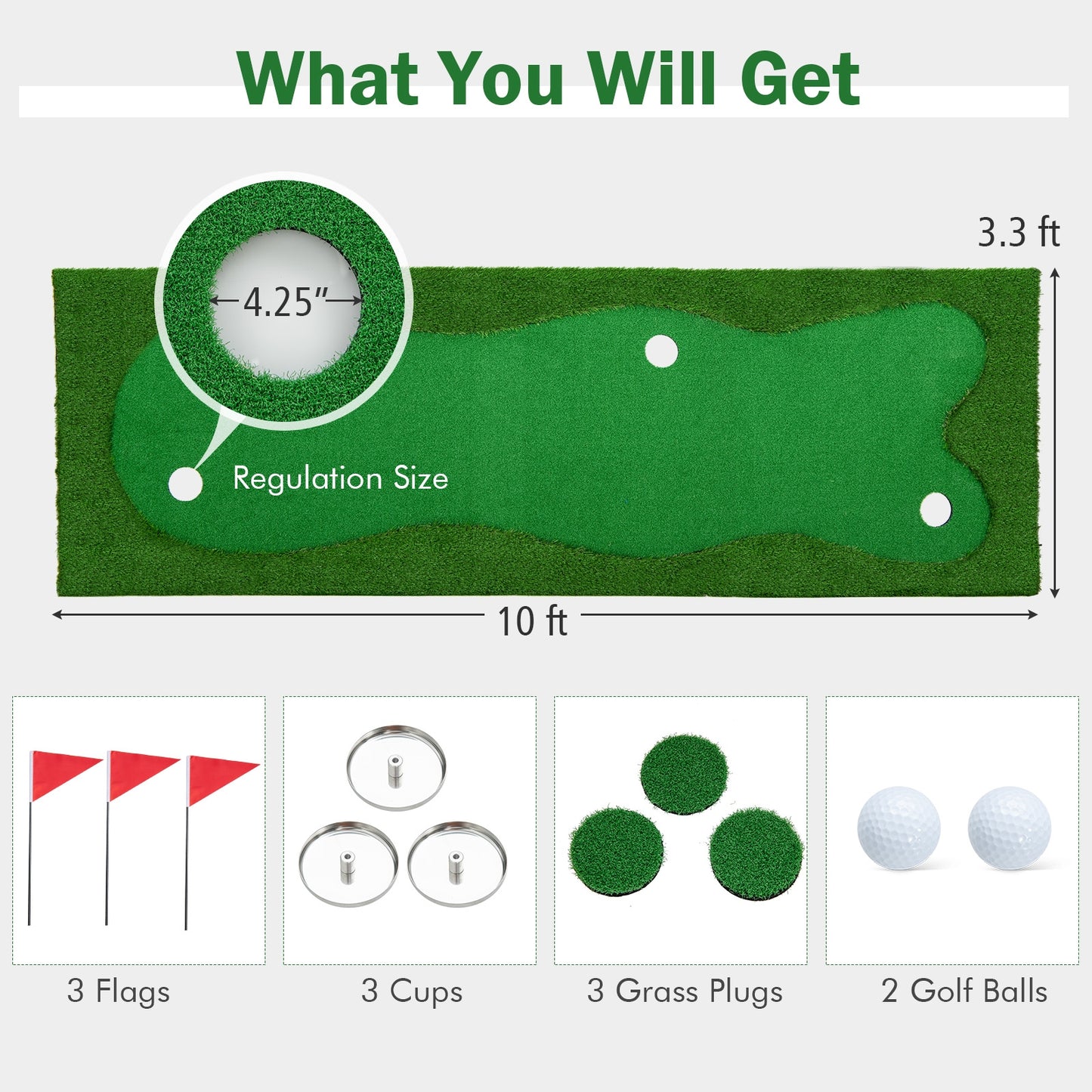 Golf Putting Green with Realistic Artificial Grass Turf-S Kids Crystal