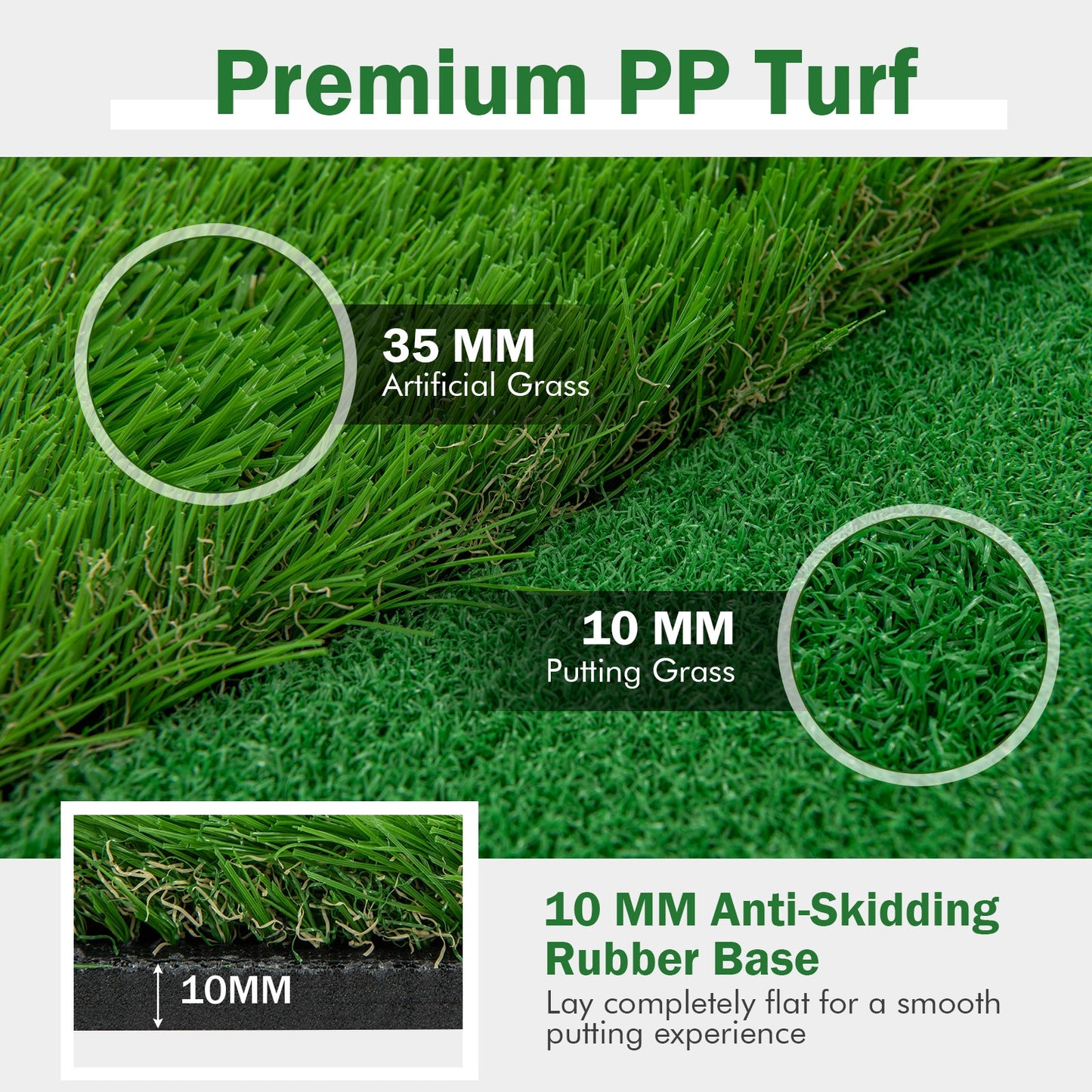 Golf Putting Green with Realistic Artificial Grass Turf-S Kids Crystal