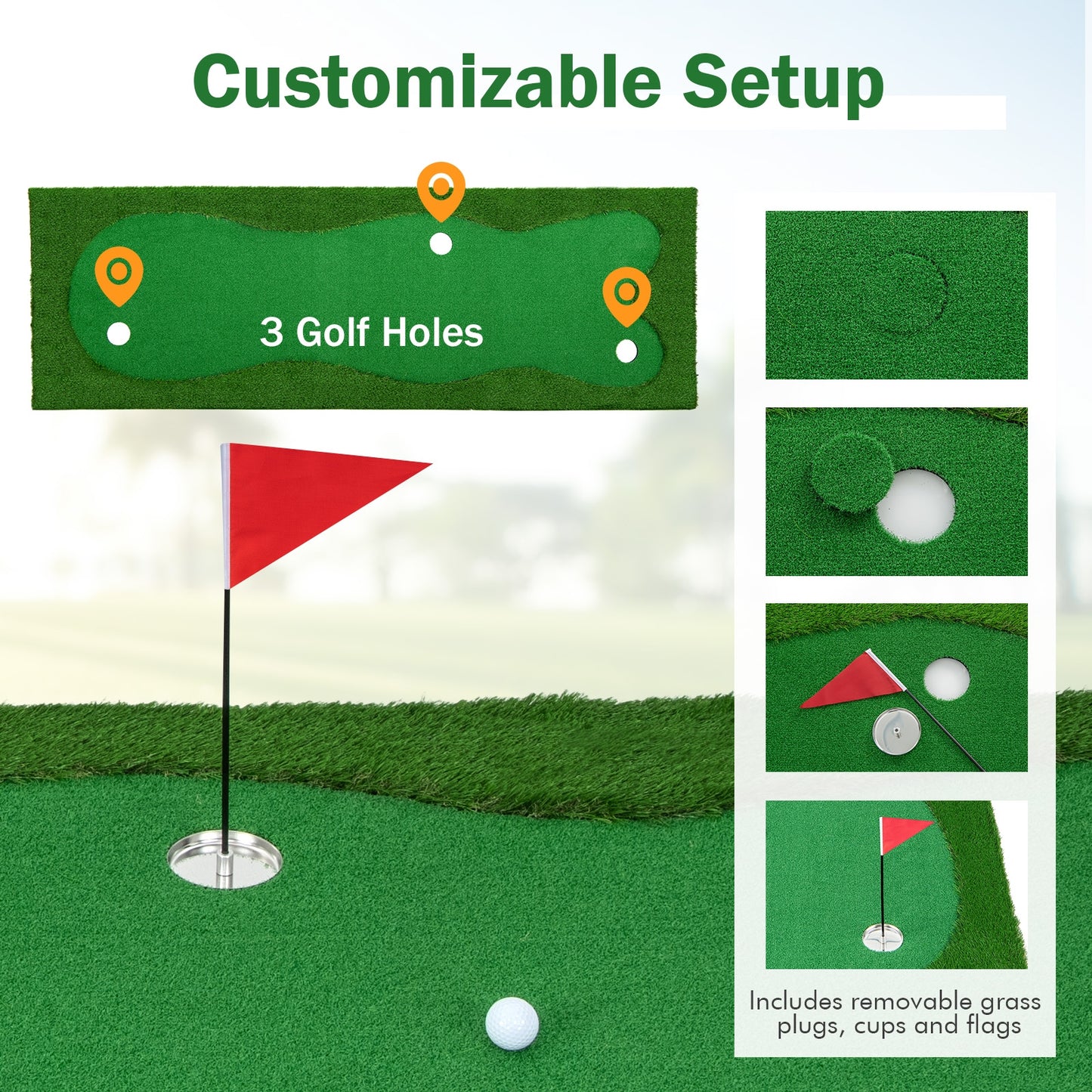 Golf Putting Green with Realistic Artificial Grass Turf-S Kids Crystal