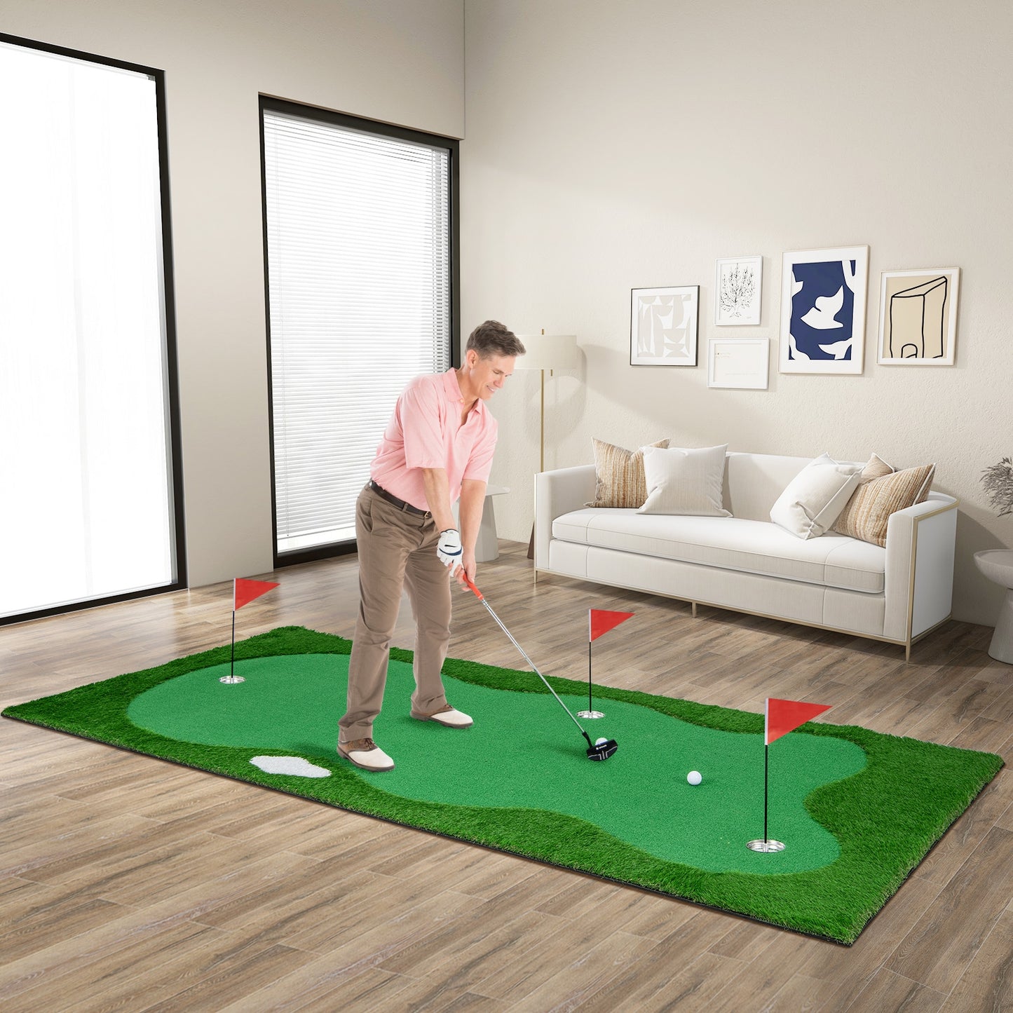 Golf Putting Green with Realistic Artificial Grass Turf-L Kids Crystal