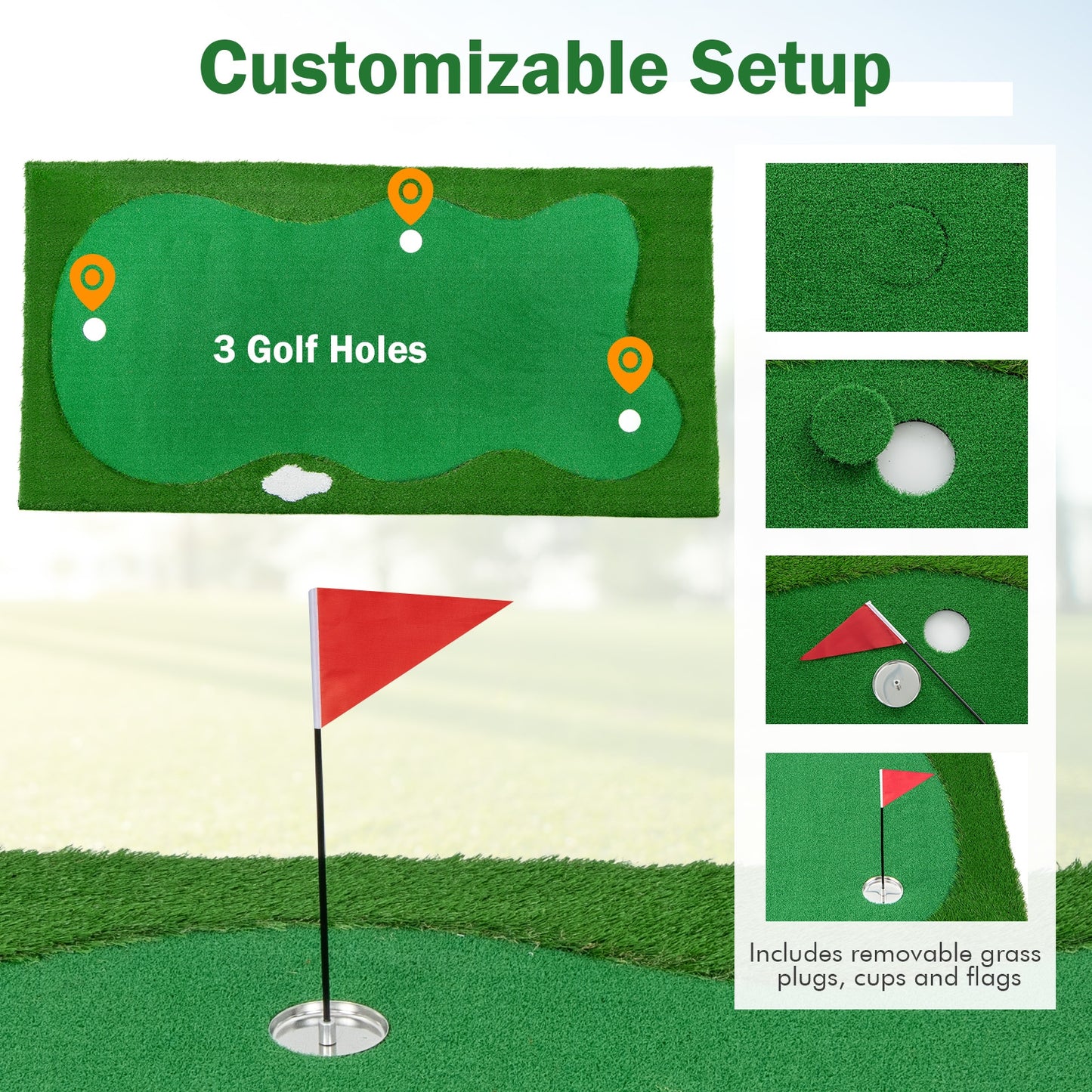 Golf Putting Green with Realistic Artificial Grass Turf-L Kids Crystal