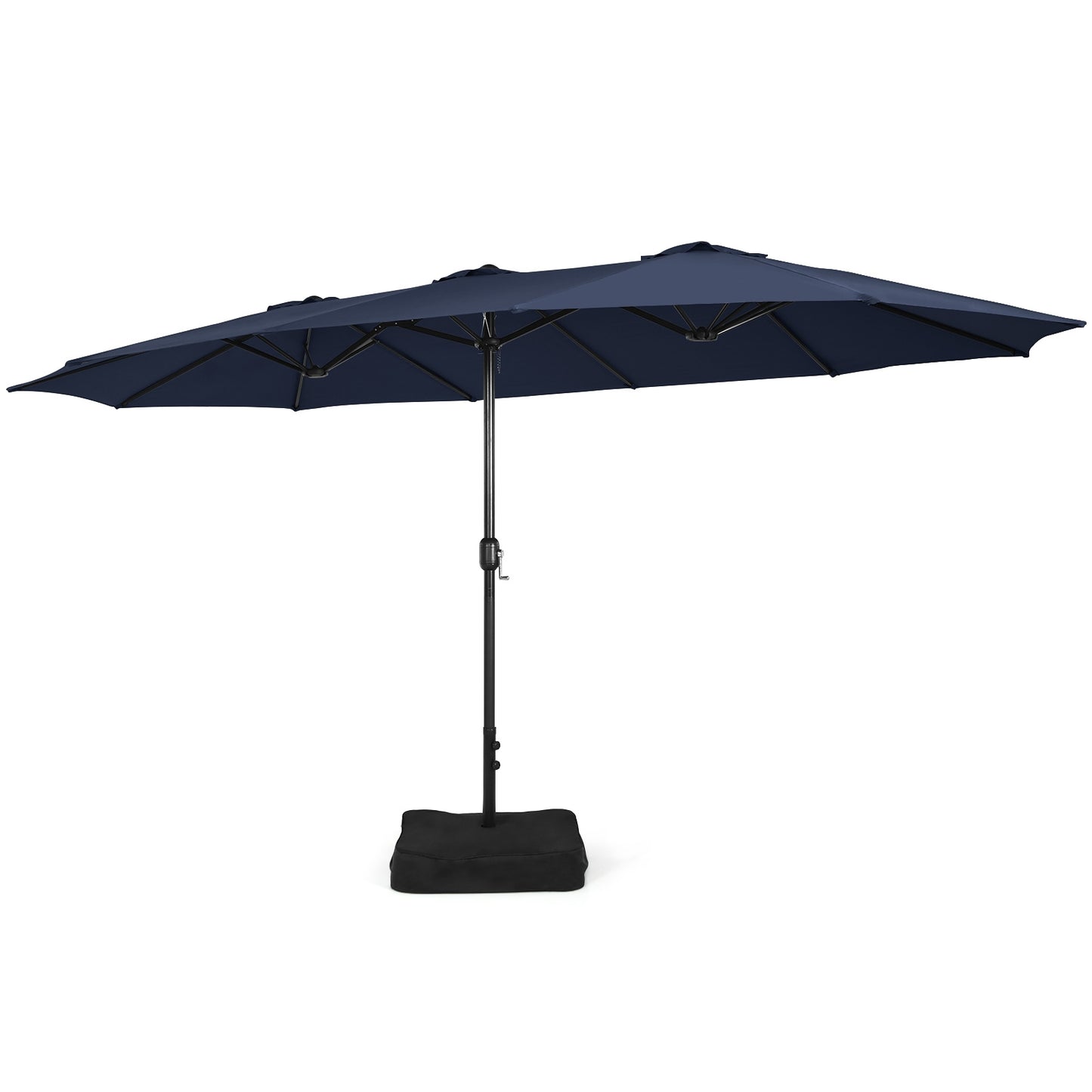 15 Feet Double-Sided Twin Patio Umbrella with Crank and Base-Navy Kids Crystal
