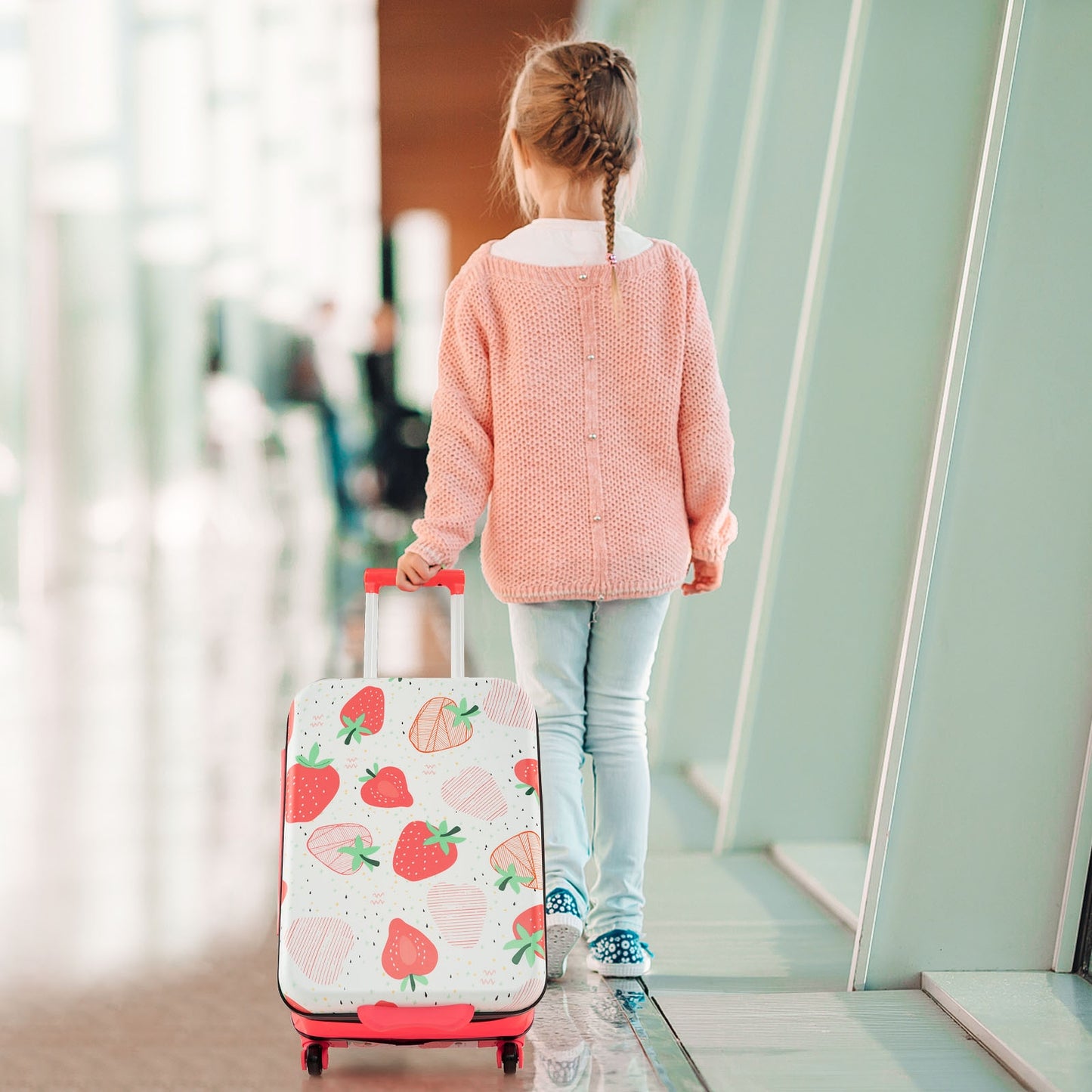 20 Inch Kids Rolling Luggage Foldable Hardshell Carry-on Suitcase on Wheels-Pink Kids Crystal