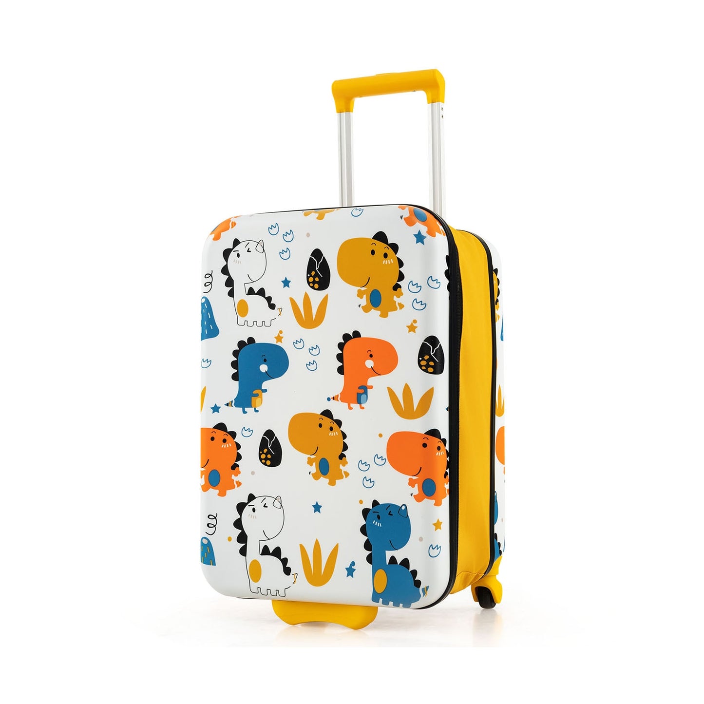 20 Inch Kids Rolling Luggage Foldable Hardshell Carry-on Suitcase on Wheels-Yellow Kids Crystal
