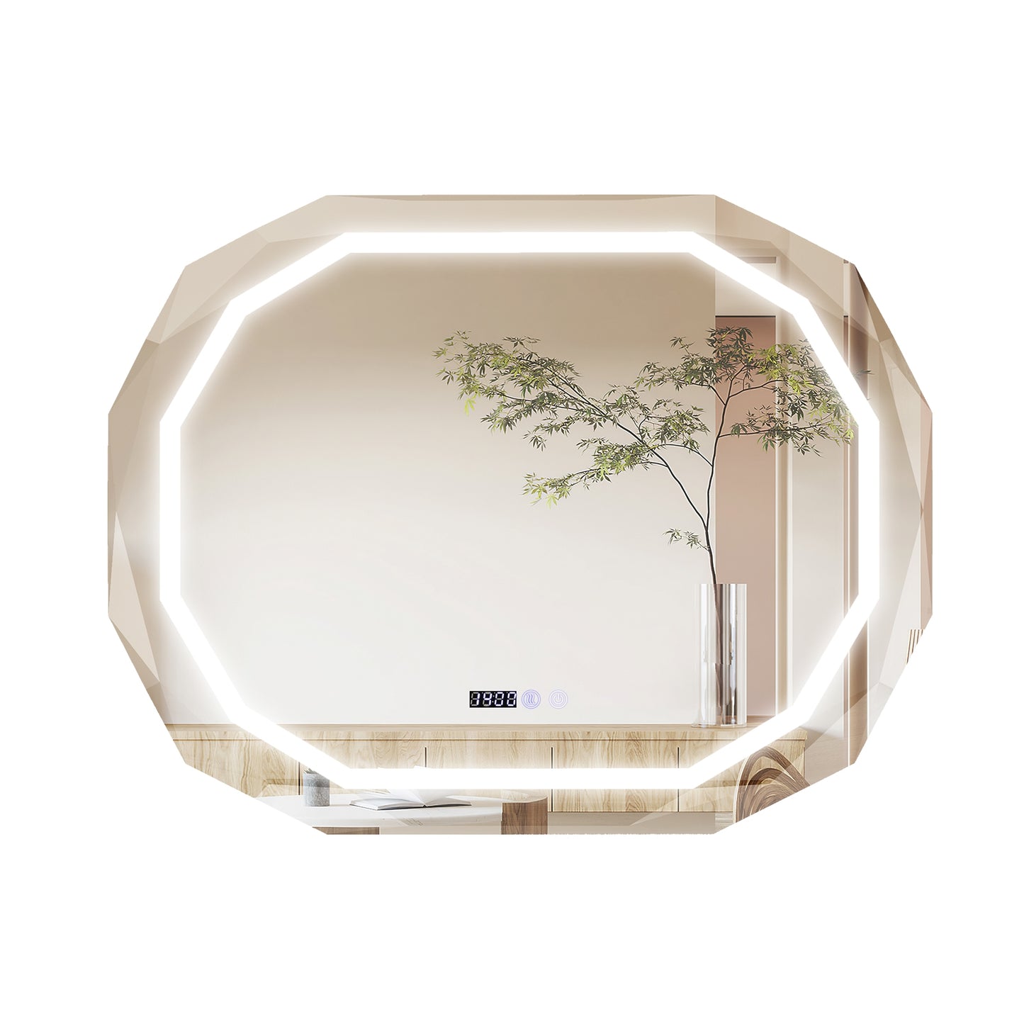 Anti-Fog Bathroom Mirror with 3 Color LED Light Memory Function Kids Crystal
