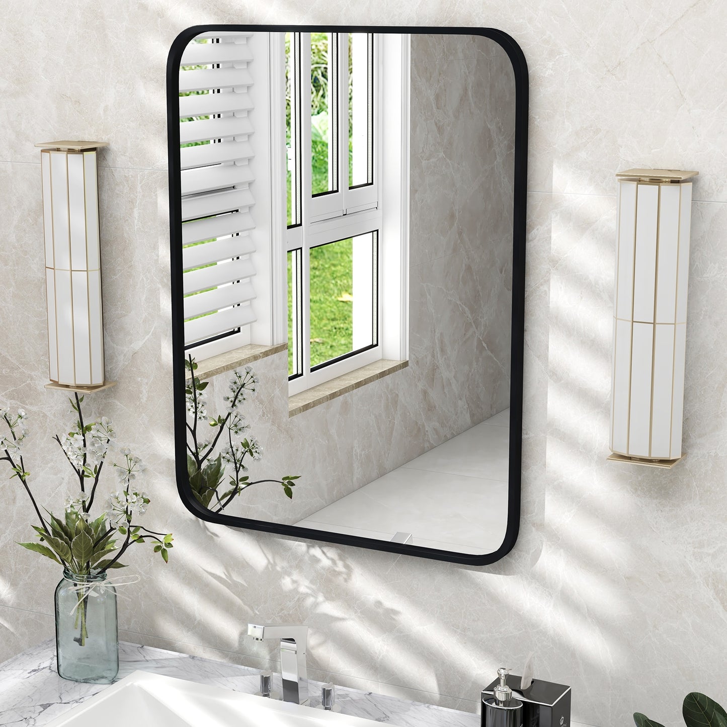 24 x 32 Inch Minimalist Wall Mounted Rectangle Mirror Kids Crystal