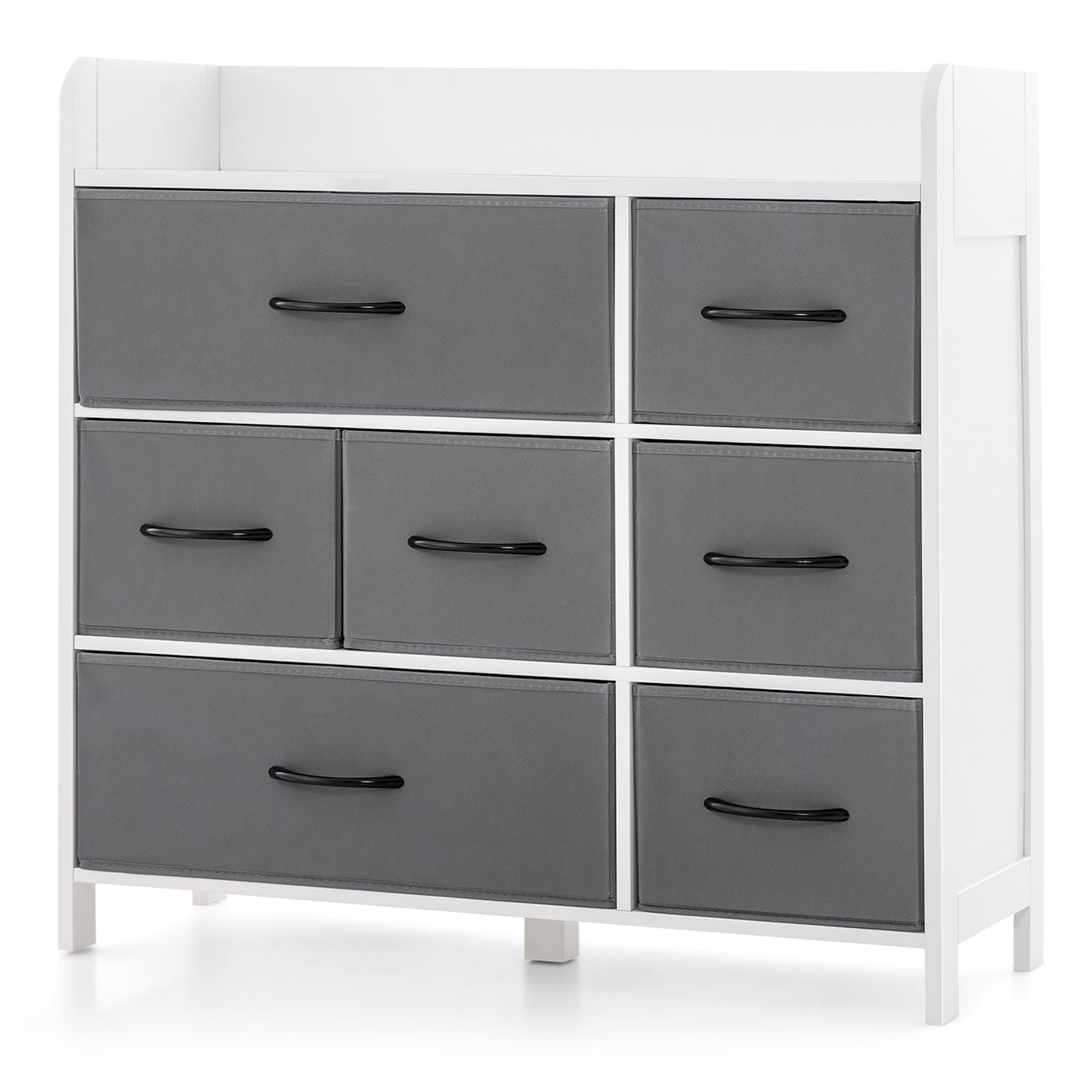 Fabric Dresser with 7 Drawers for Bedroom-White Kids Crystal