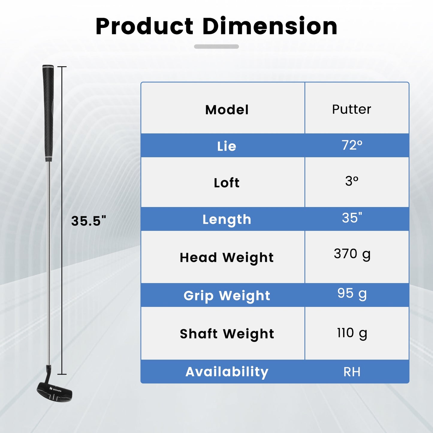 Golf Putter with Headcover 35 Inches Mallet Style Putter Right Handed Kids Crystal