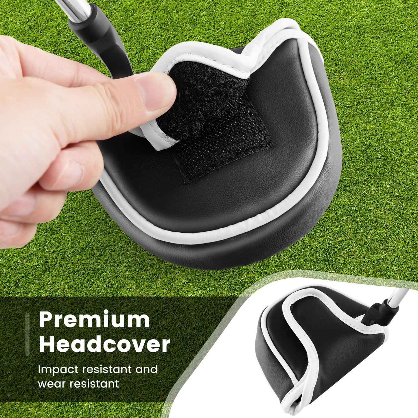 Golf Putter with Headcover 35 Inches Mallet Style Putter Right Handed Kids Crystal