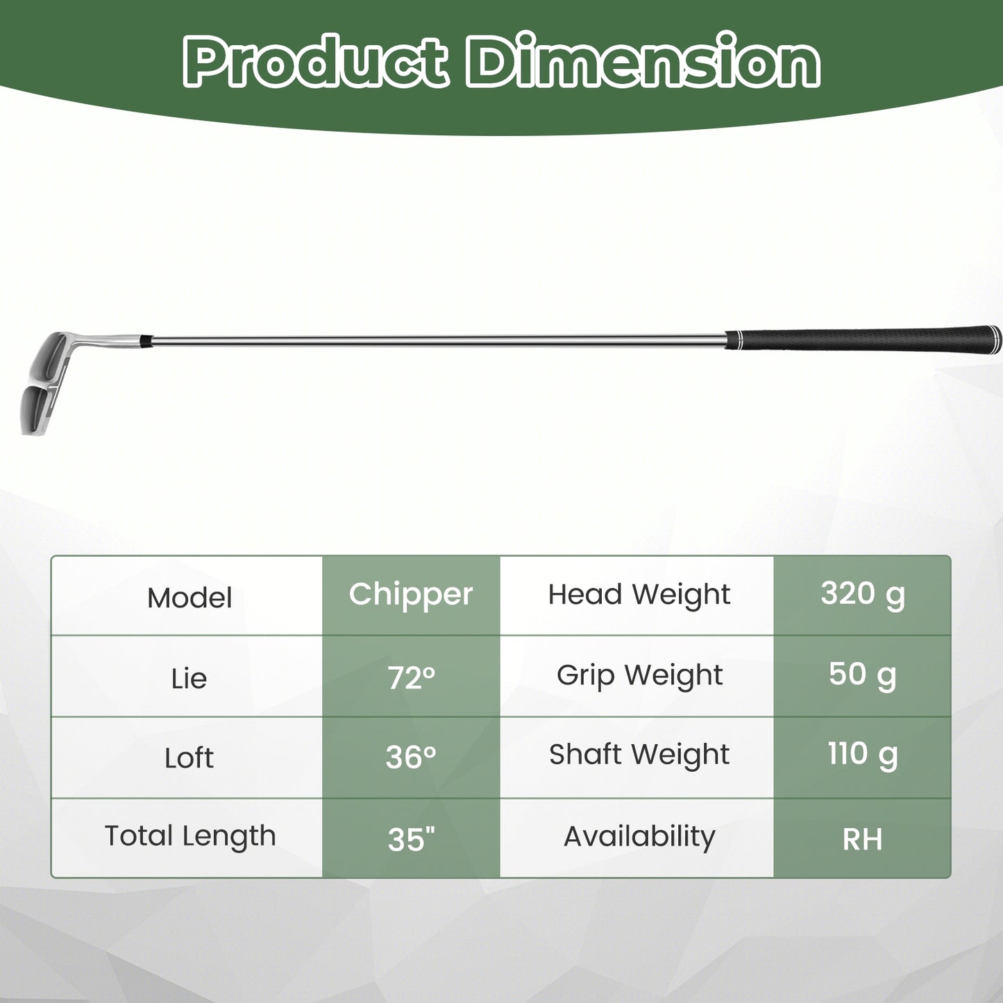 Golf Club Chipper 36 Degree Pinching Wedge to Cut Stroke from Short Game Right Handed Kids Crystal