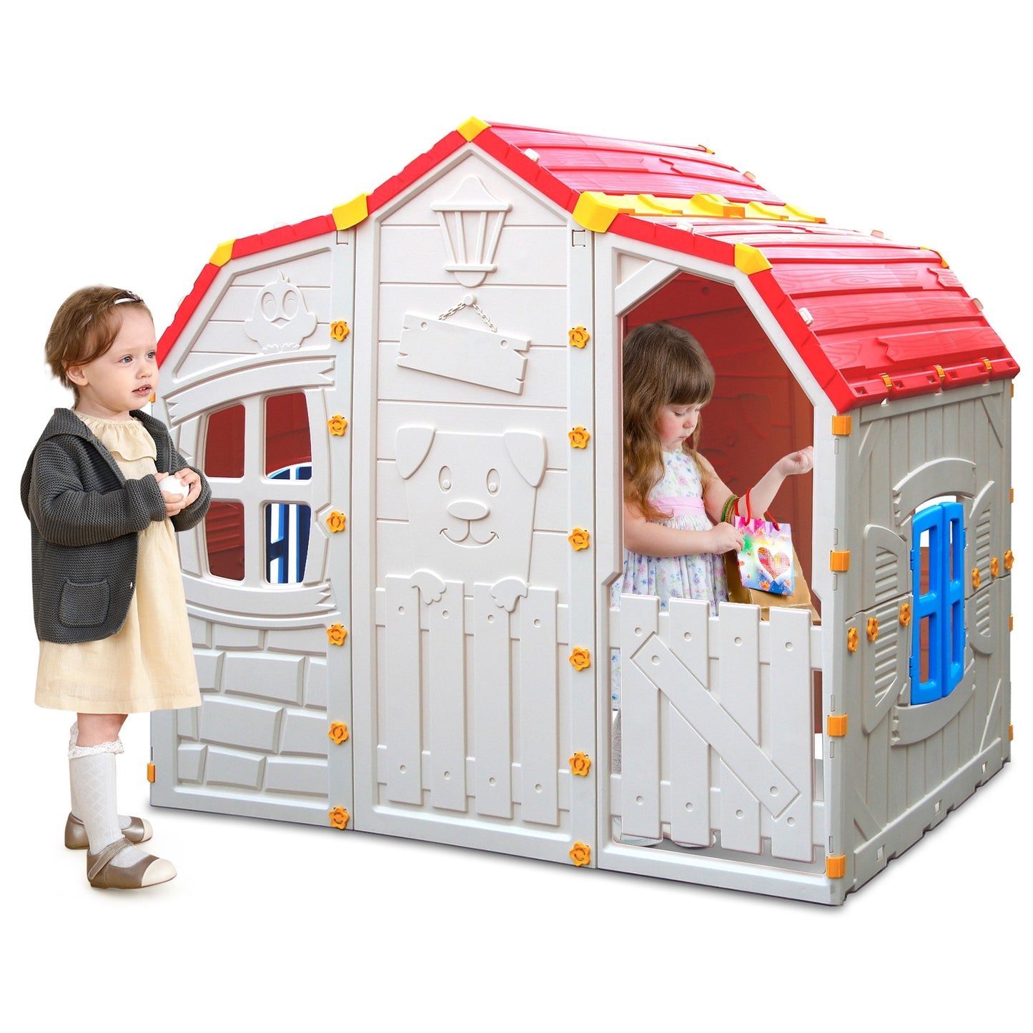 Cottage Kids Playhouse with Openable Windows and Working Door Kids Crystal