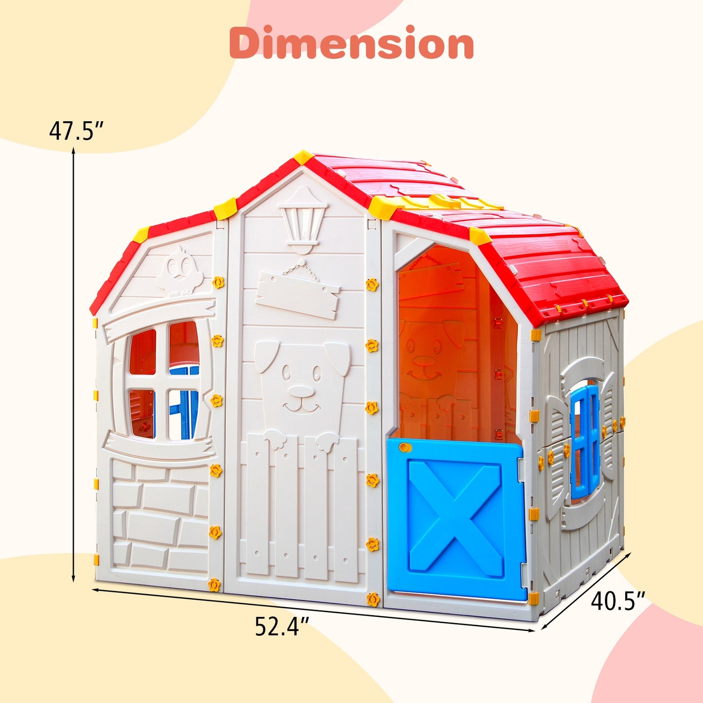Cottage Kids Playhouse with Openable Windows and Working Door Kids Crystal