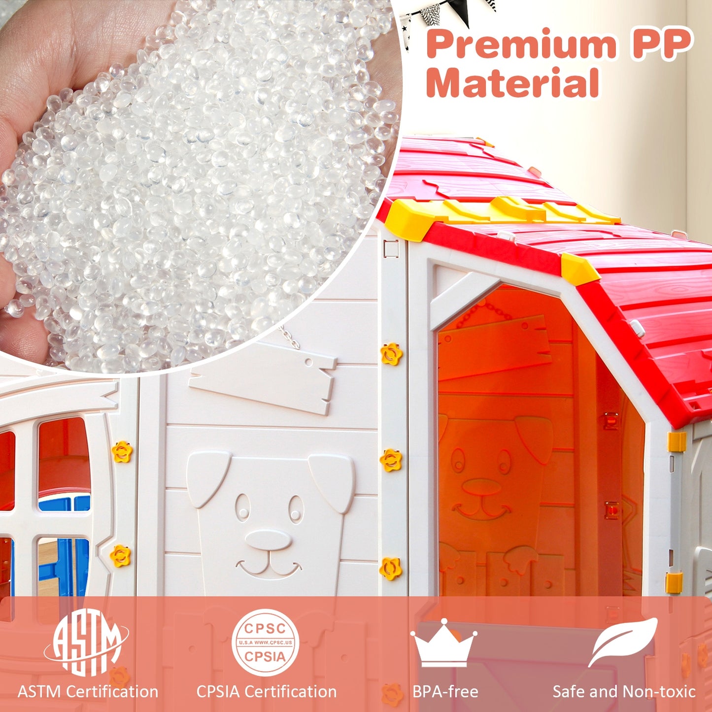 Cottage Kids Playhouse with Openable Windows and Working Door Kids Crystal