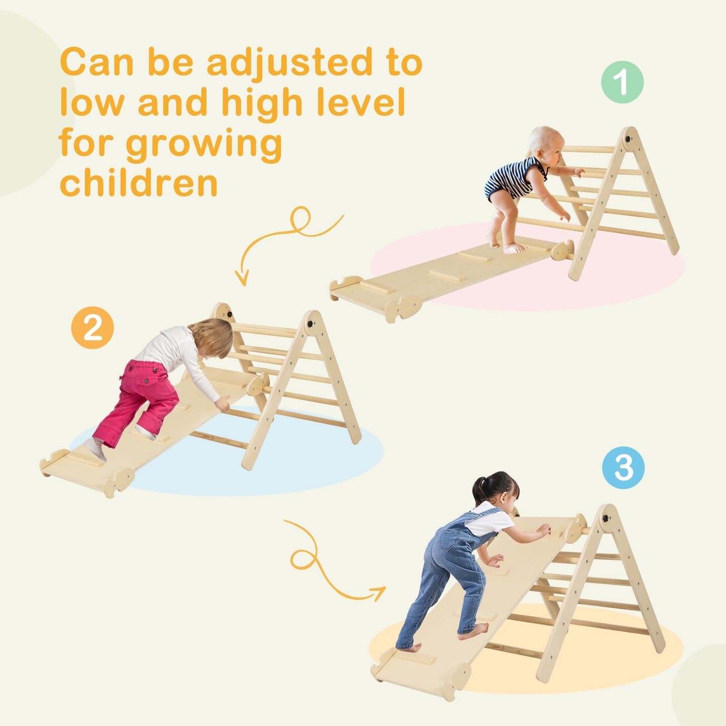 7-in-1 Indoor Climbing Toys for Toddlers with Reversible Ramp-Natural Kids Crystal