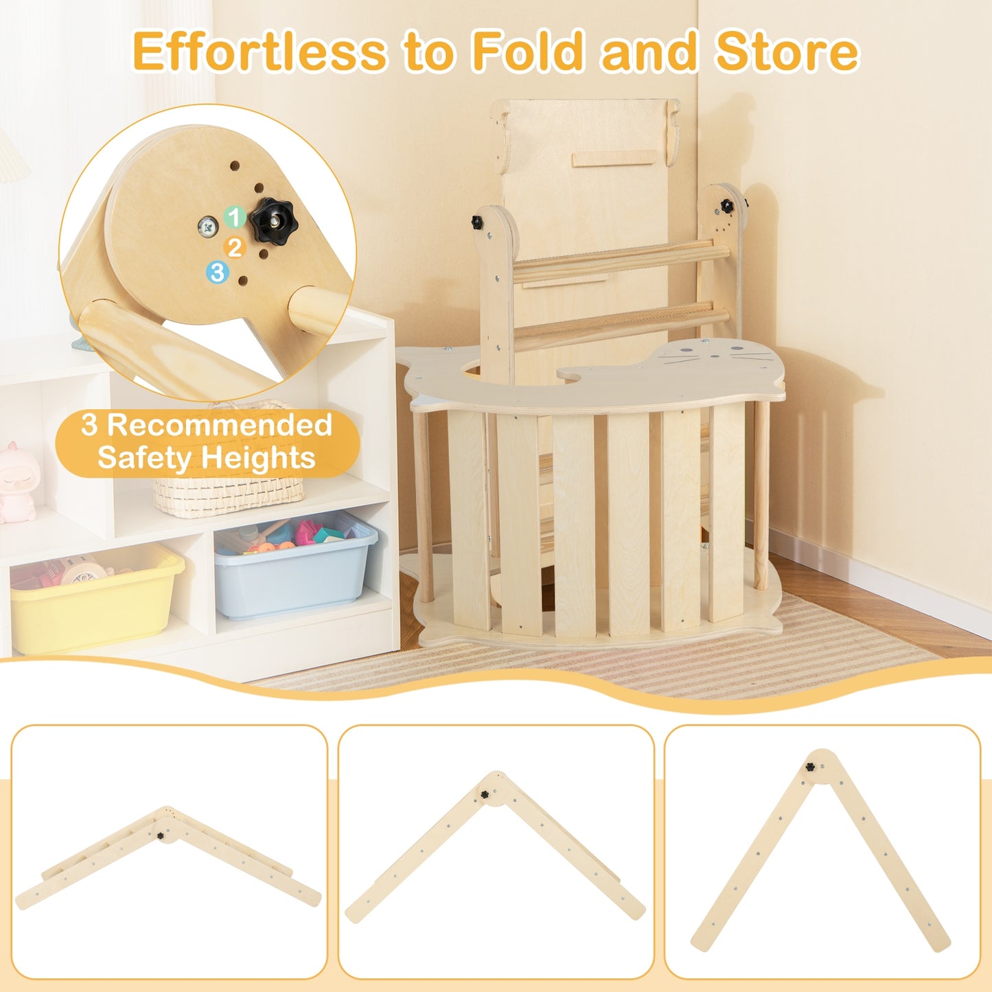 7-in-1 Indoor Climbing Toys for Toddlers with Reversible Ramp-Natural Kids Crystal
