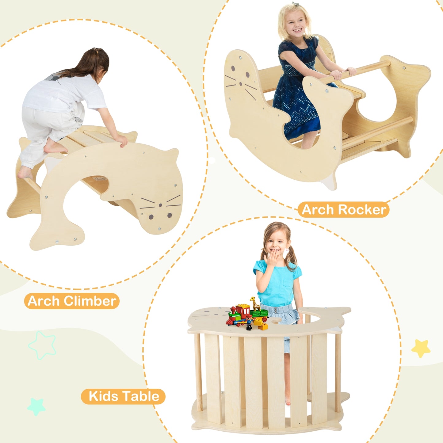 7-in-1 Indoor Climbing Toys for Toddlers with Reversible Ramp-Natural Kids Crystal