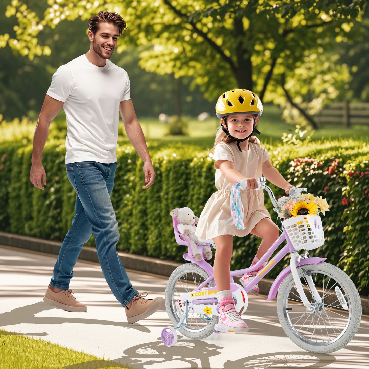 18 Inch Girls Bike Kids Bicycle with Doll Seat and Streamers for Children 4-8 Years Old Kids Crystal