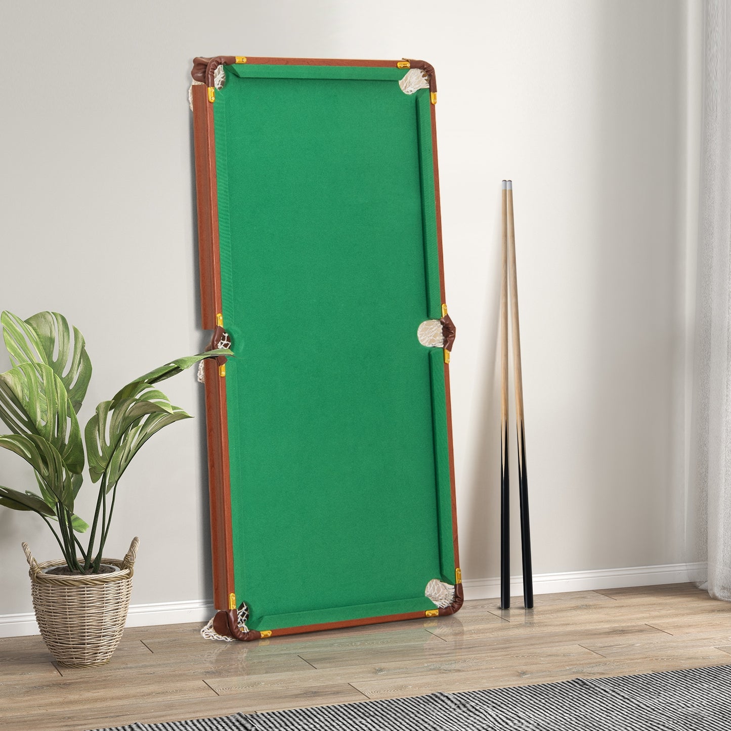 Folding Portable Billiards Table Game Set with Adjustable Foot Levelers Kids Crystal
