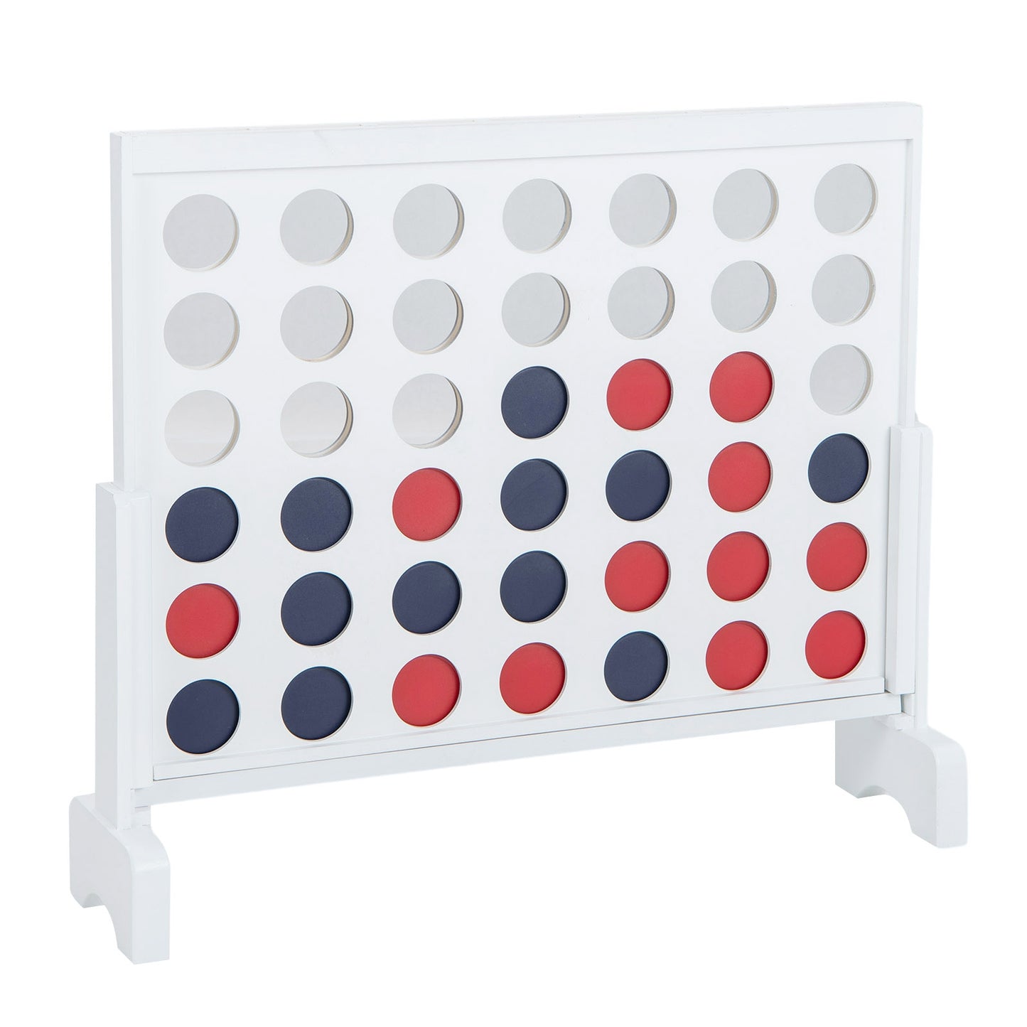 Wooden4-in-a-row Game Set with 42 PCS Chips and 600D Oxford Fabric Carrying Bag-White Kids Crystal