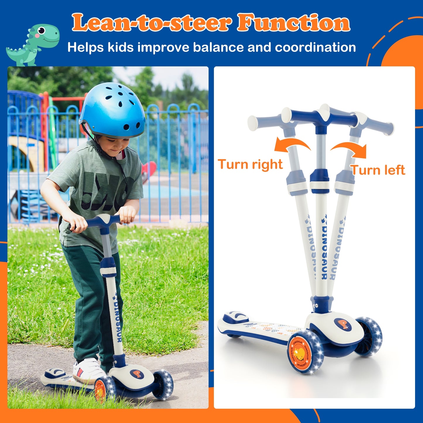 Folding Kids Scooter with Extra Wide Deck and LED Lighted PU Wheels-White Kids Crystal