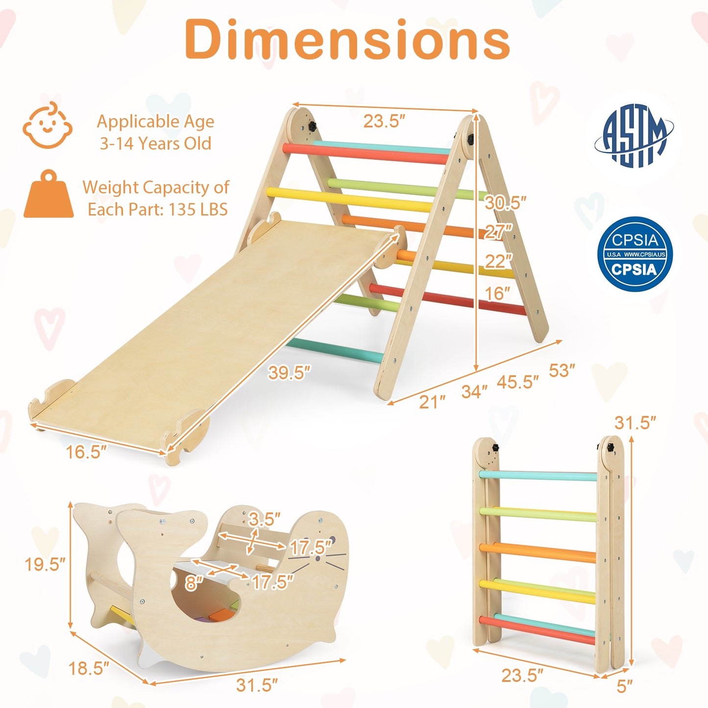 7-in-1 Indoor Climbing Toys for Toddlers with Reversible Ramp-Multicolor Kids Crystal