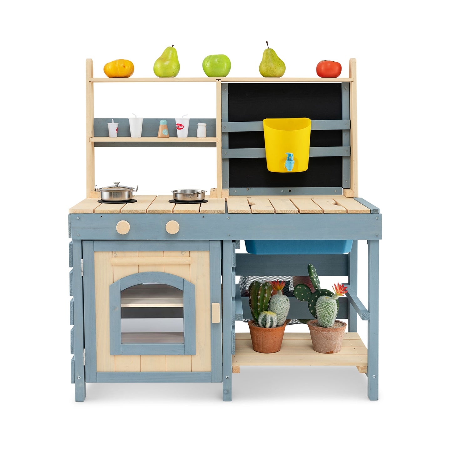 2-In-1 Outdoor Mud Kitchen with Faucet and Extra Chalkboard Kids Crystal