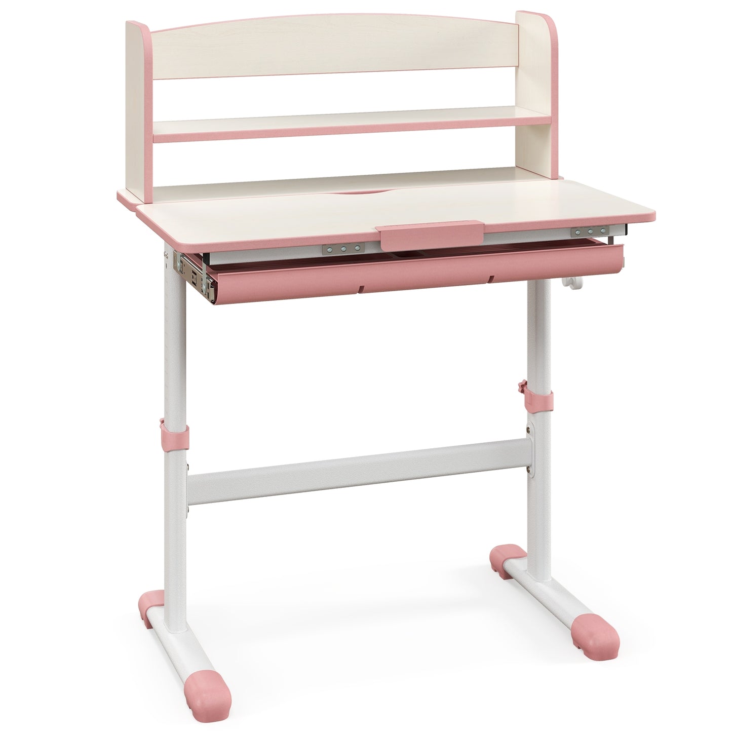 Height Adjustable Kids Study Desk with Tilt Desktop-Pink Kids Crystal