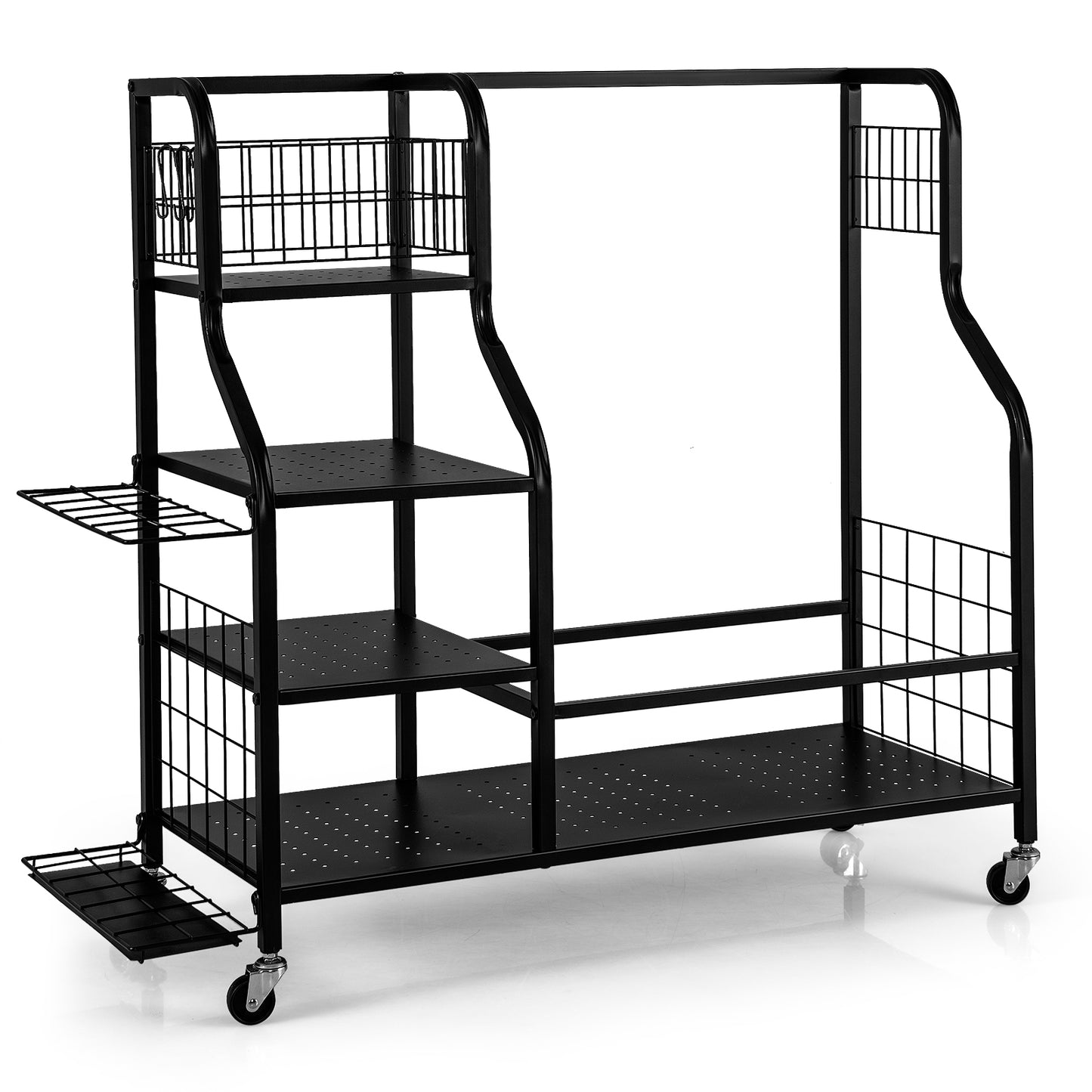 Golf Bag Organizer for 2 Golf Bags with Golf Clubs Rack and Lockable Wheels-Black Kids Crystal
