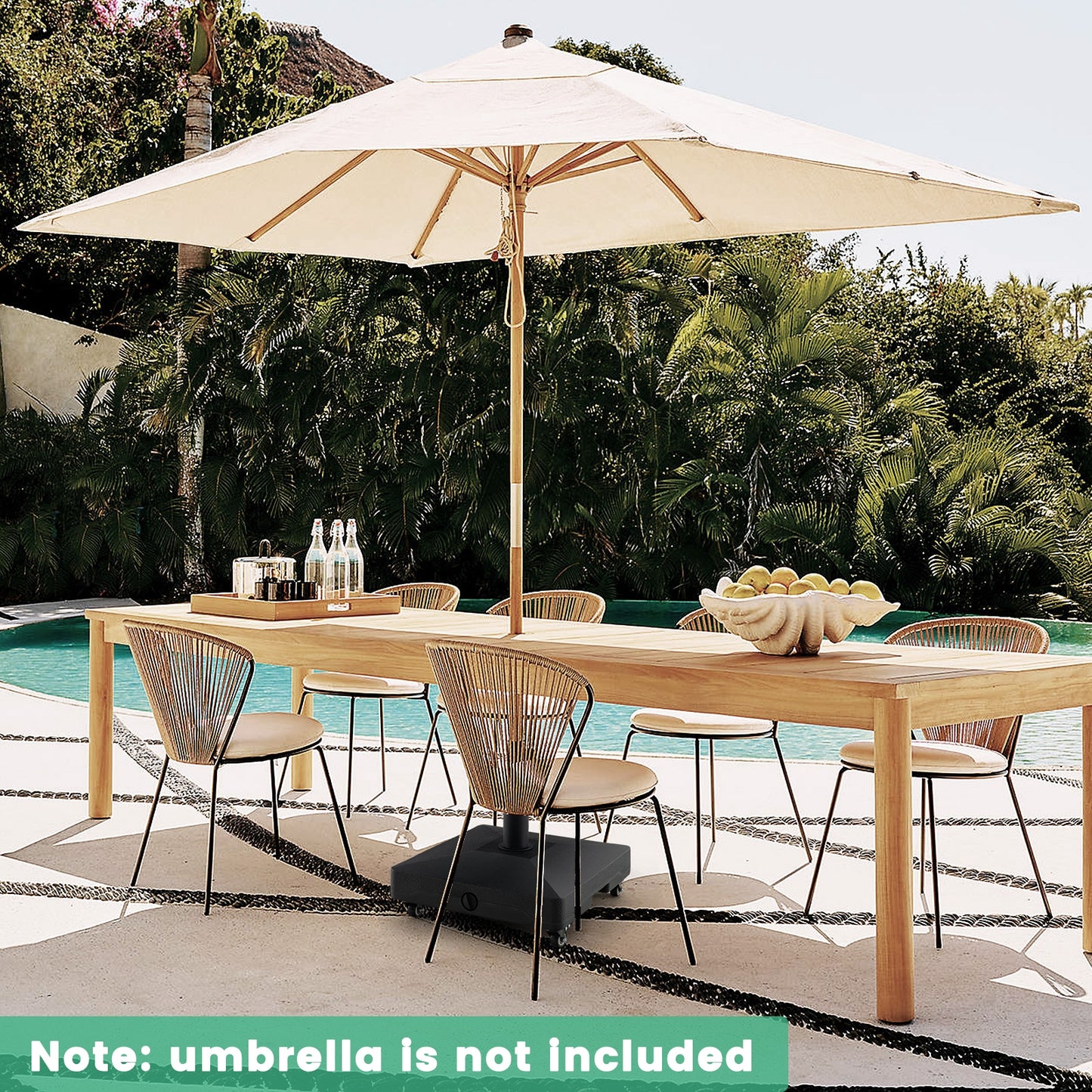Fillable Umbrella Base Stand with Lockable Universal Wheels Kids Crystal