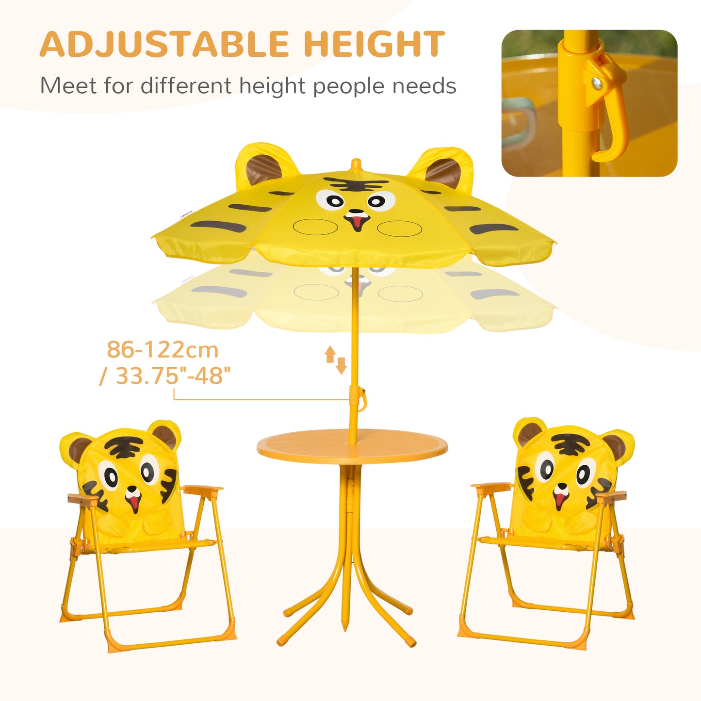Kids Picnic Table Chair Set Outdoor Folding for Patio Backyard Fun Aged 3-6 Years