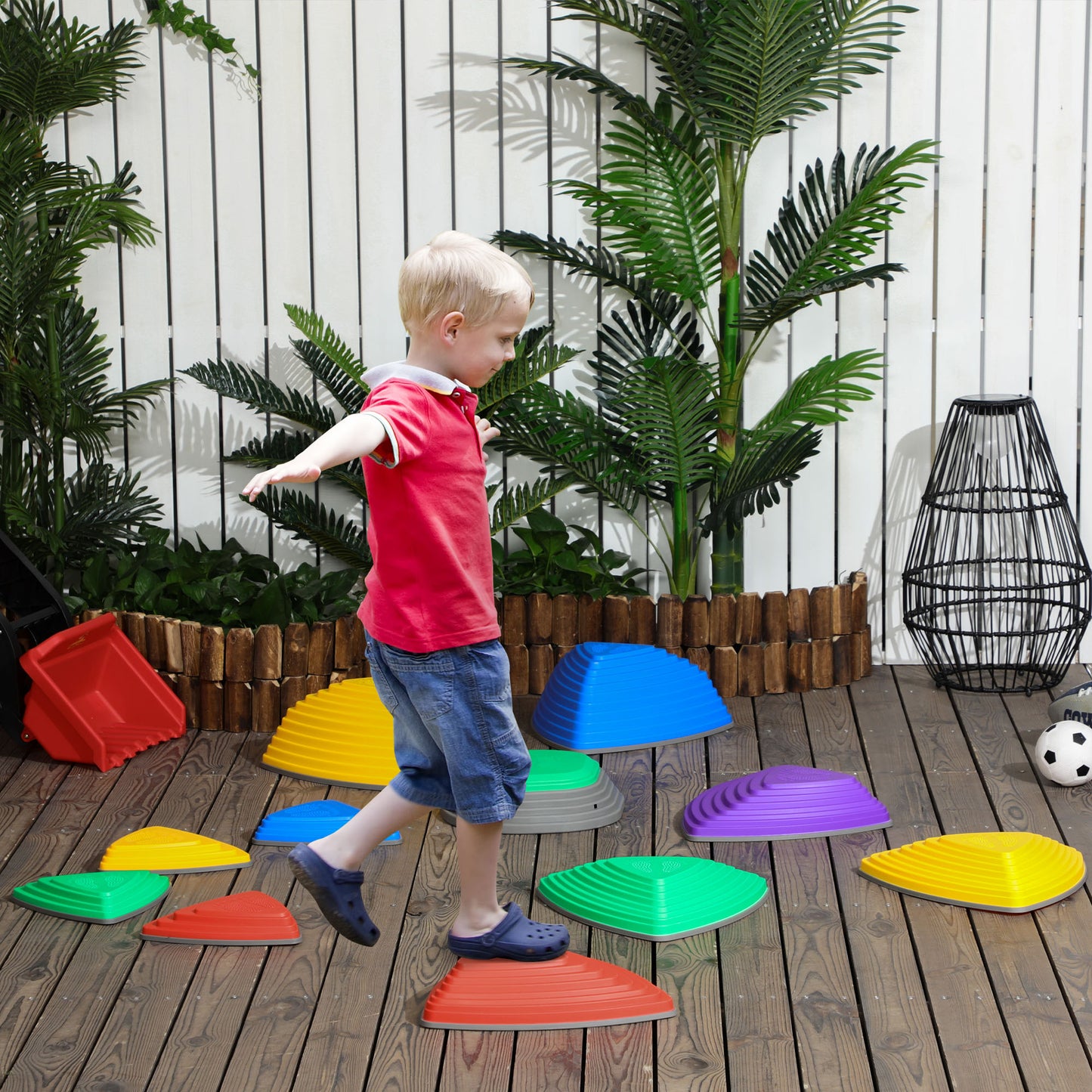 Kids Balance Stepping Stones 11 pcs Set, Fun Indoor Outdoor Play Equipment for Obstacle Courses Kids Crystal