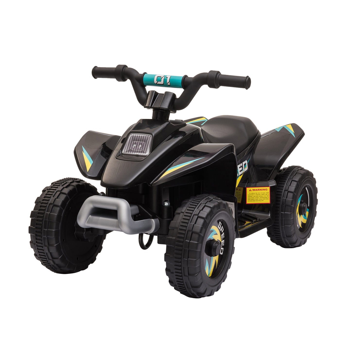 Kids Ride on ATV, 6V Battery Powered Quad Car with Forward, Reverse Switch, for Boys Girls 18-36 Months, Black Kids Crystal