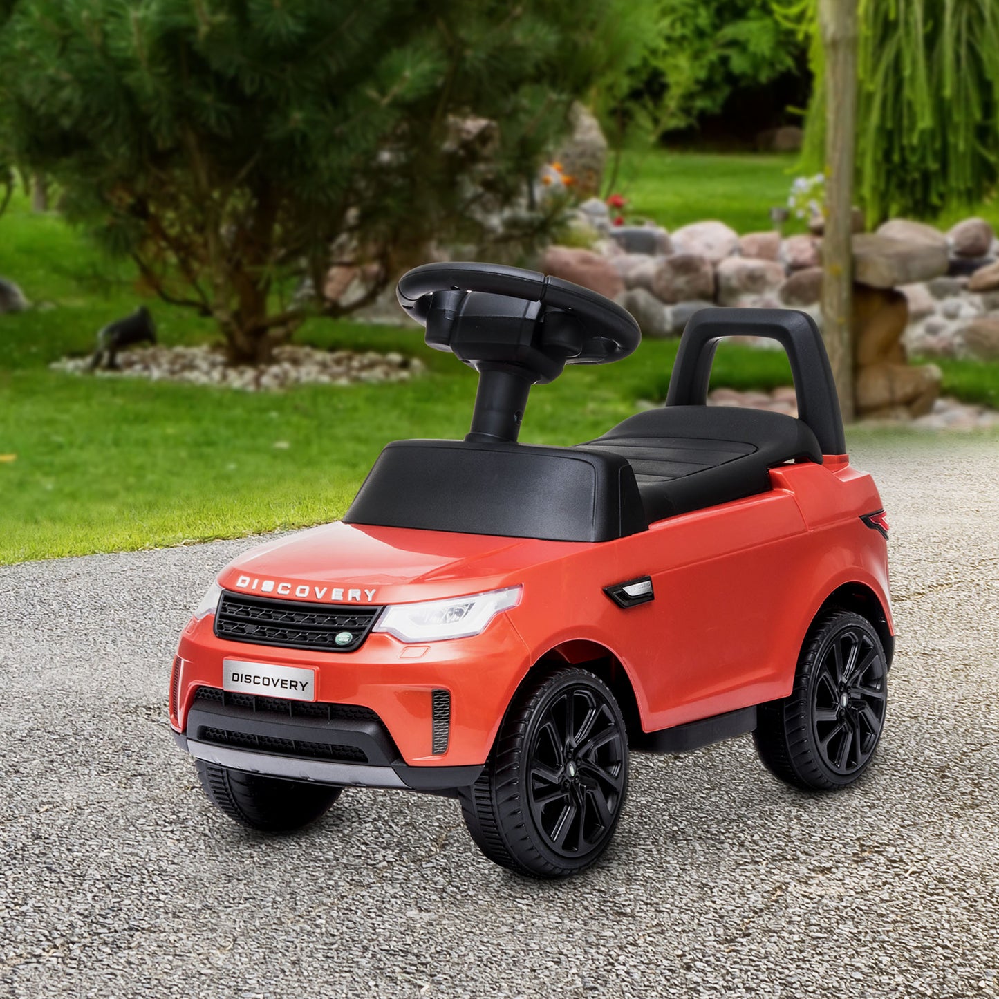 2 in 1 6V Land Rover Licensed Electric Car for Kids, Sliding Car with Music Horn Headlights, for 18-60 Months Red Kids Crystal