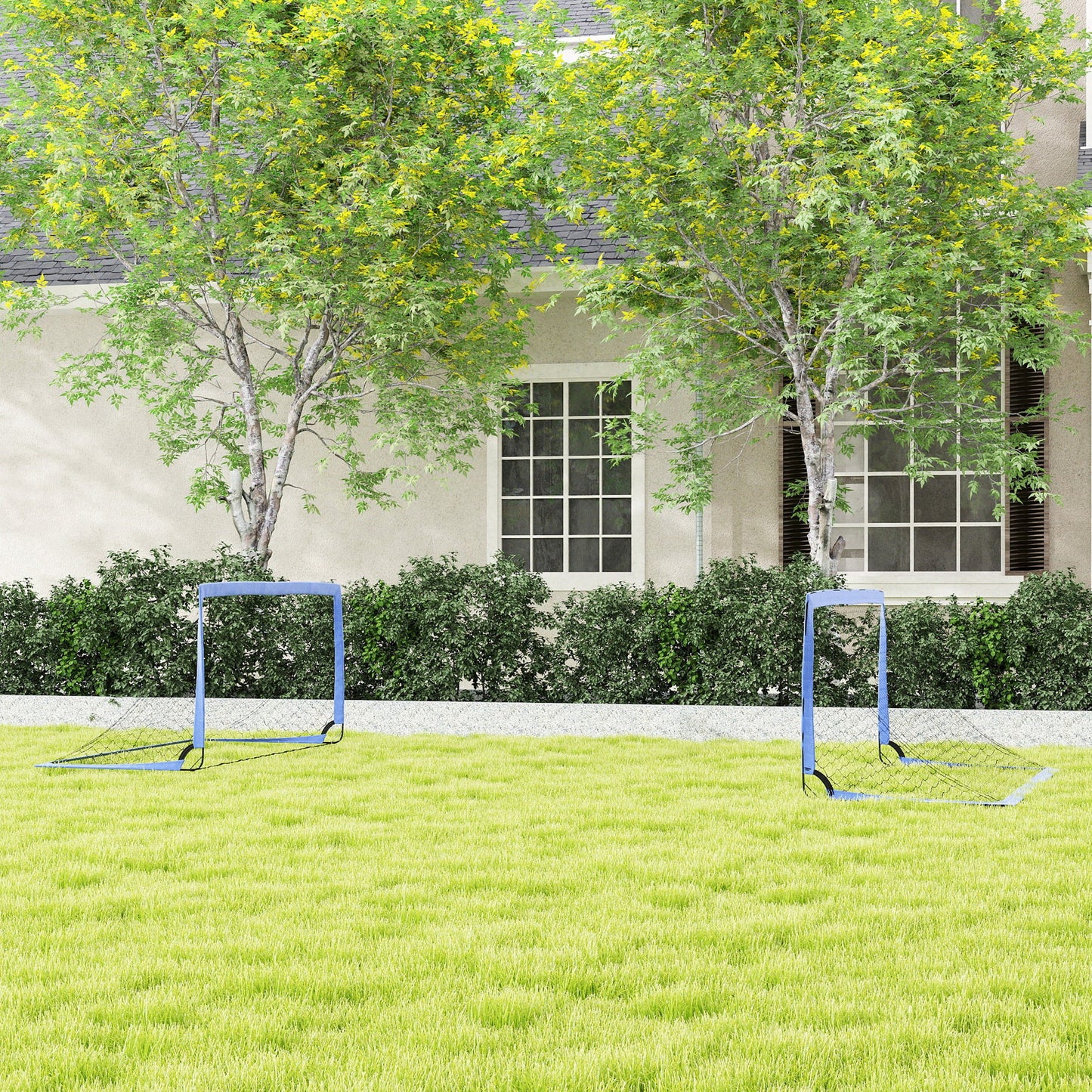 Set of 2 Soccer Nets for Backyard, Portable Soccer Goal for Practice with Carry Bag Kids Crystal