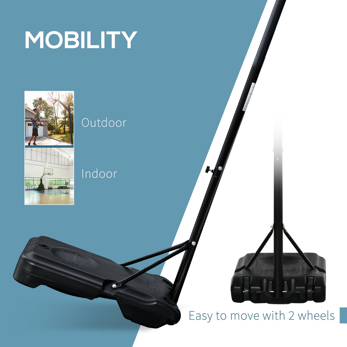 7-8.5ft Basketball Hoop, Freestanding Basketball System with 27.5" Shatterproof Backboard and Wheels, White Kids Crystal